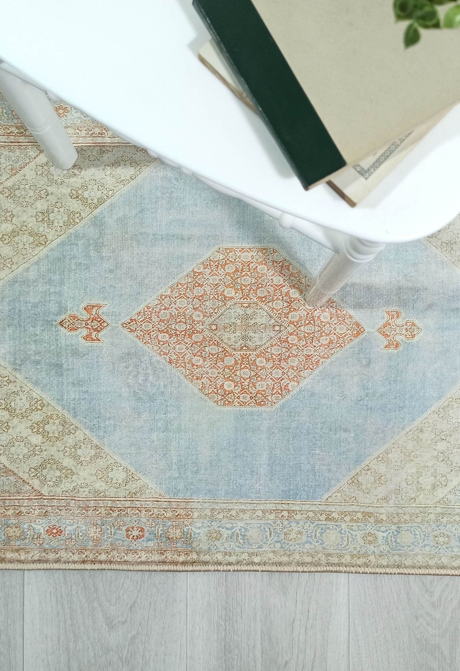 Amelia Natural Rust Blue Beige Vintage Persian 2x3 Rug