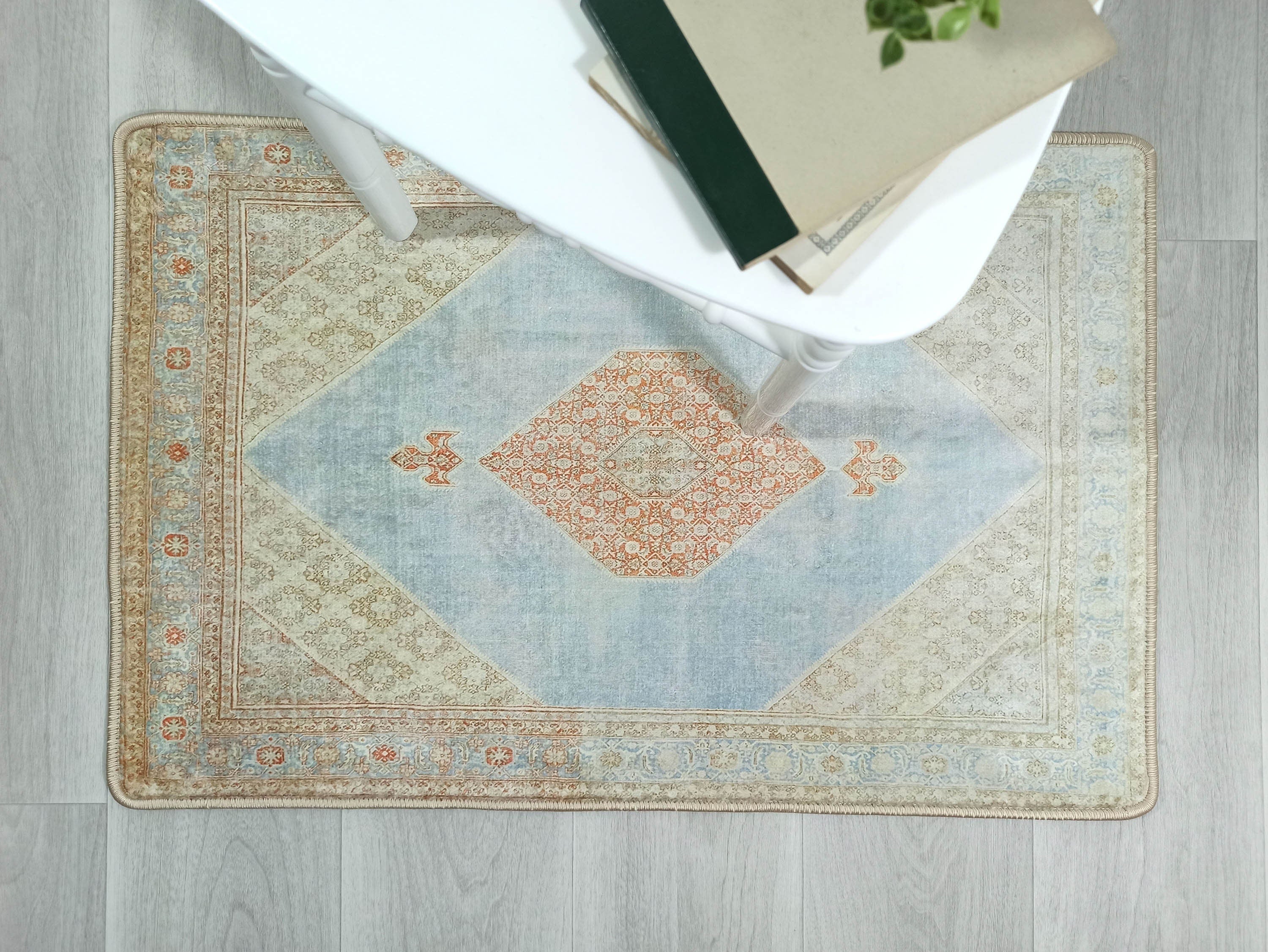 Amelia Natural Rust Blue Beige Vintage Persian 2x3 Rug