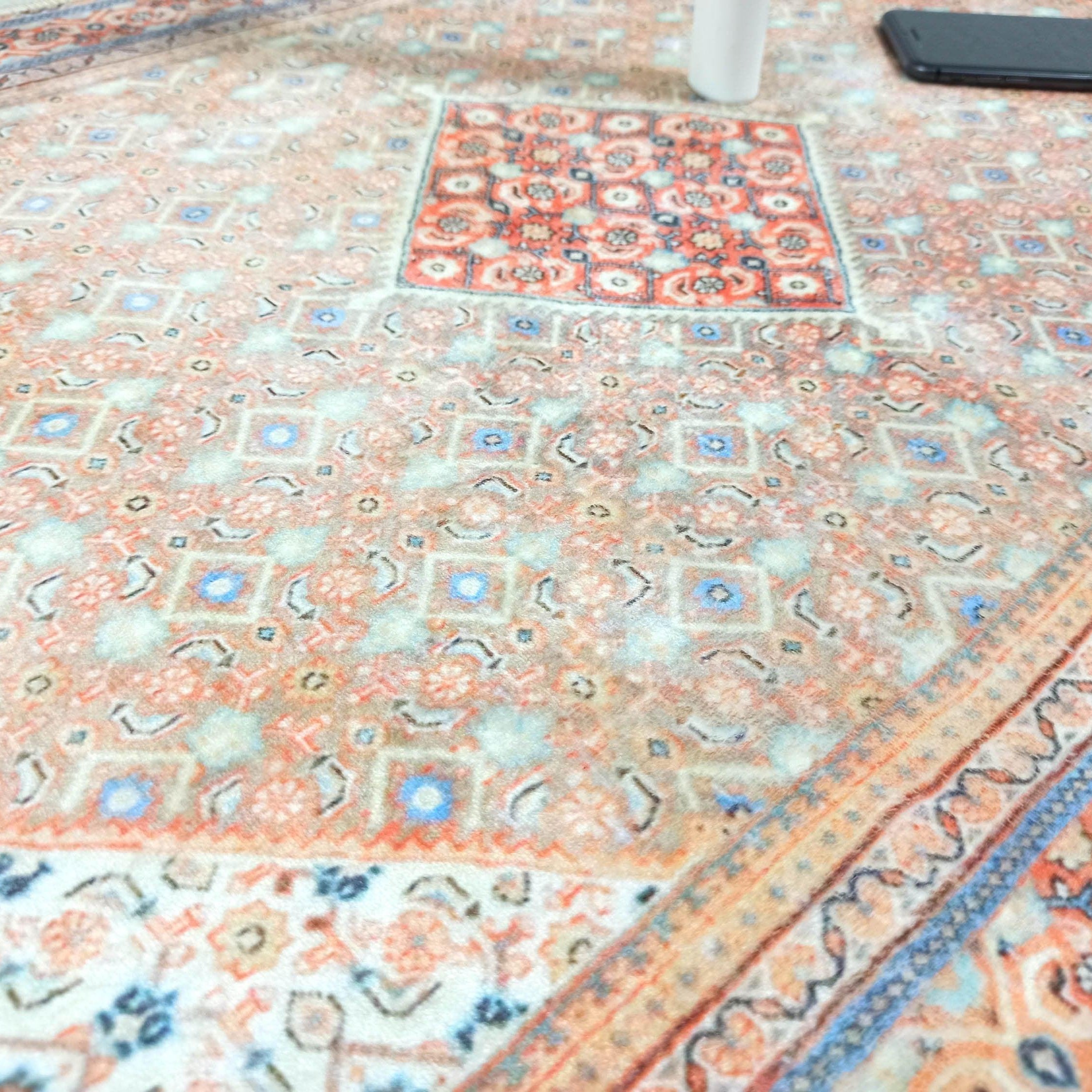 Kashan Faded Orange Blue Persian 2x3 Rug