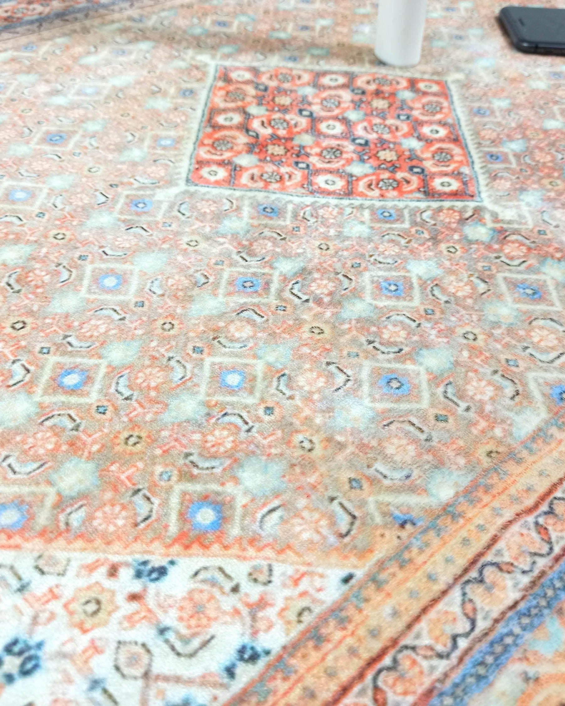 Kashan Faded Orange Blue Persian 2x3 Rug