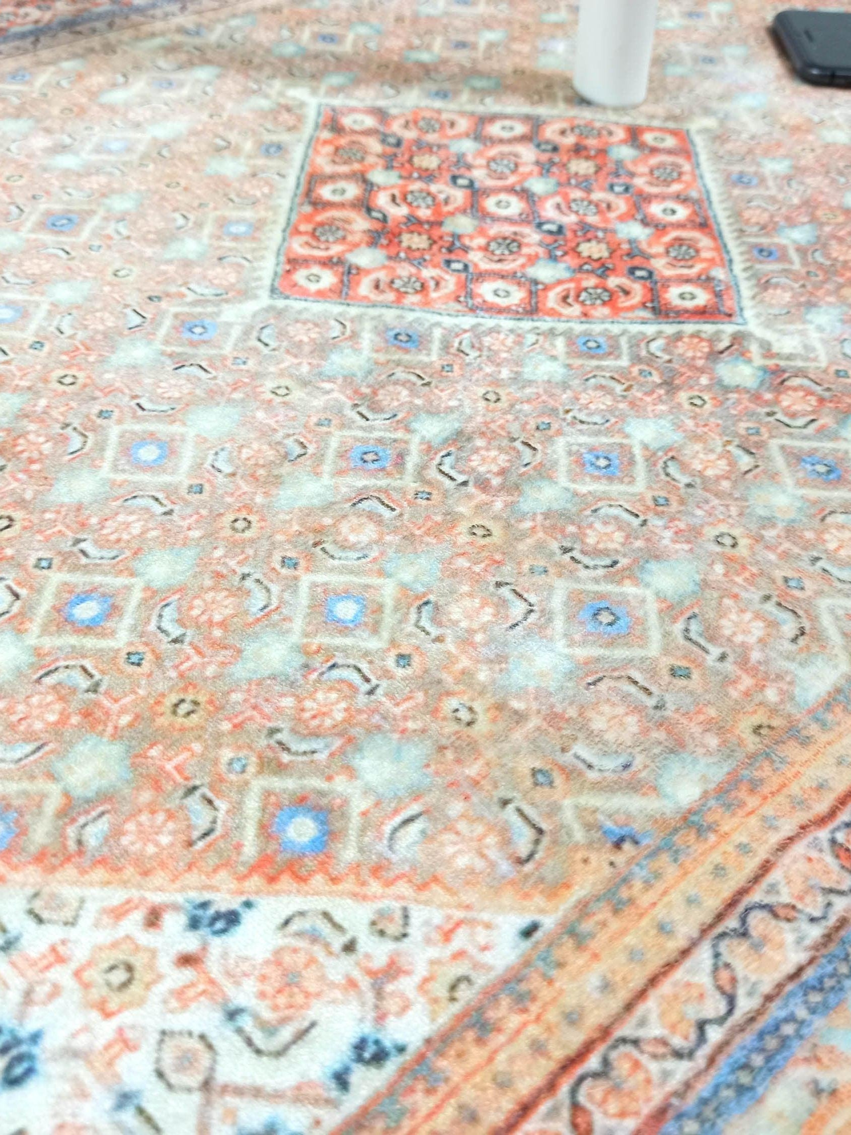 Kashan Faded Orange Blue Persian 2x3 Rug