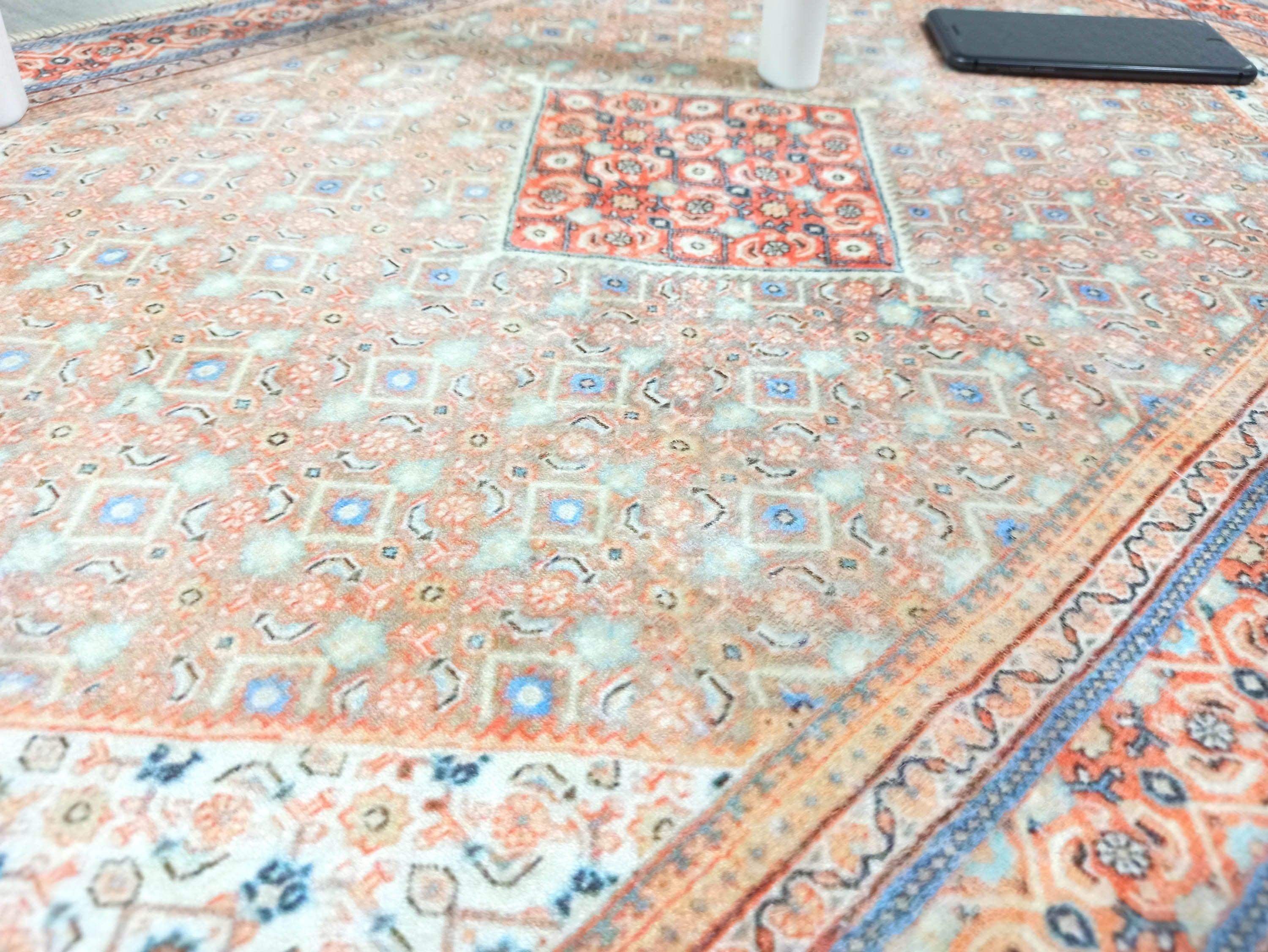 Kashan Faded Orange Blue Persian 2x3 Rug