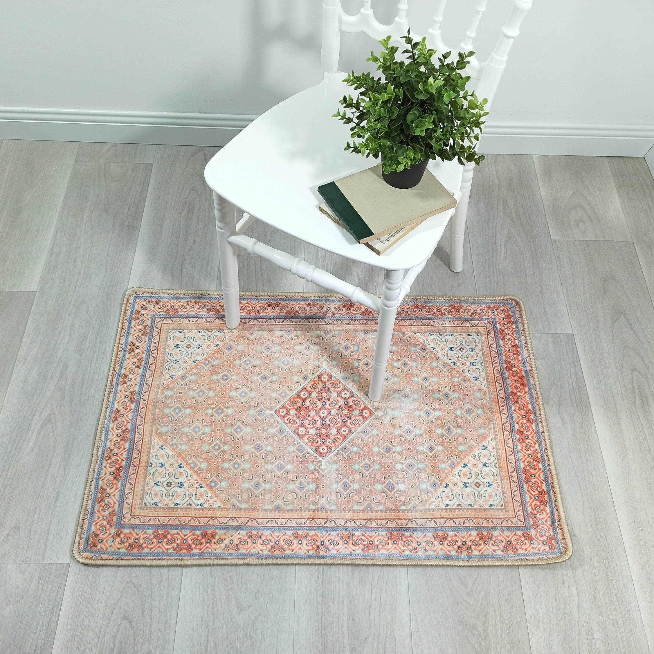 Kashan Faded Orange Blue Persian 2x3 Rug