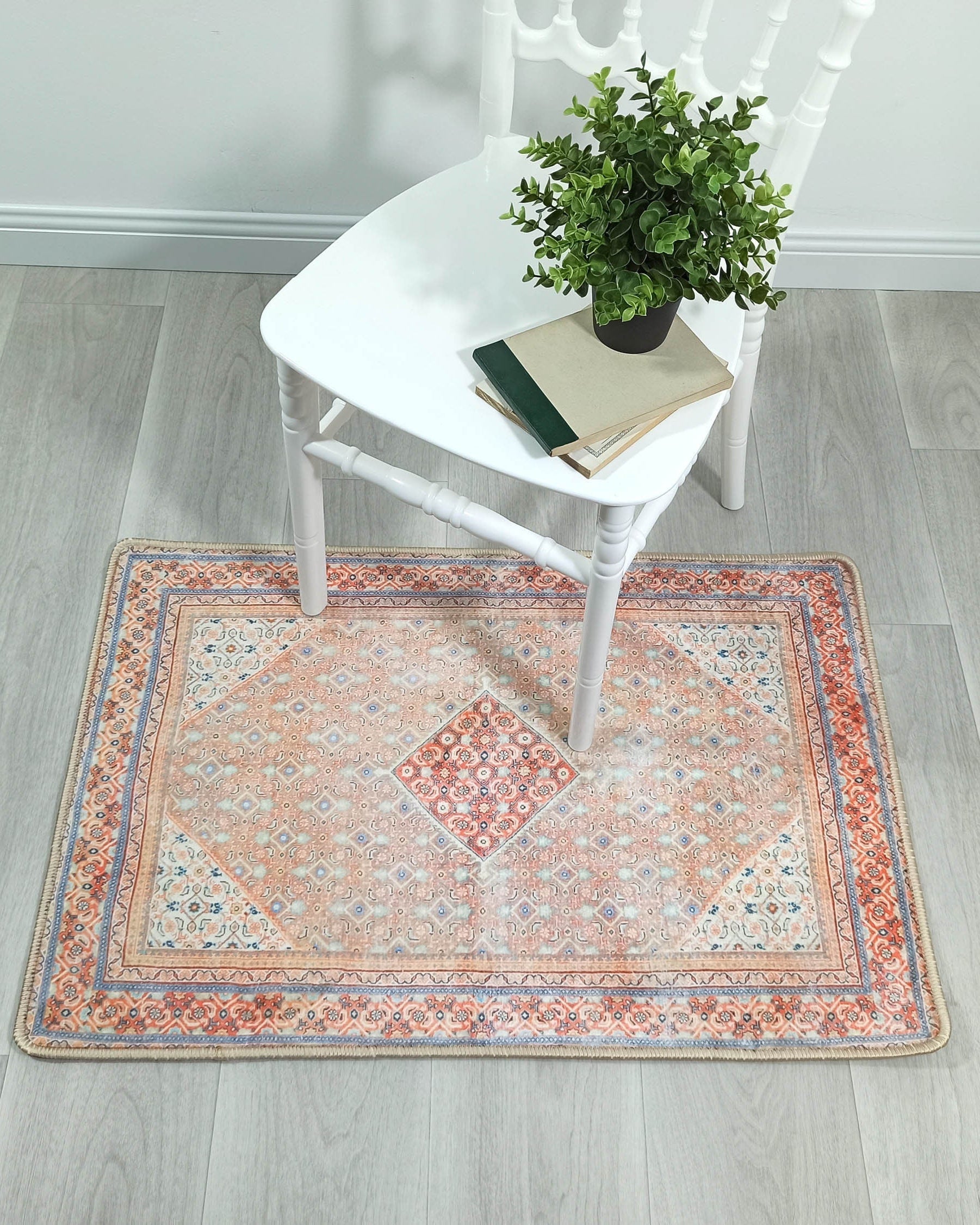 Kashan Faded Orange Blue Persian 2x3 Rug