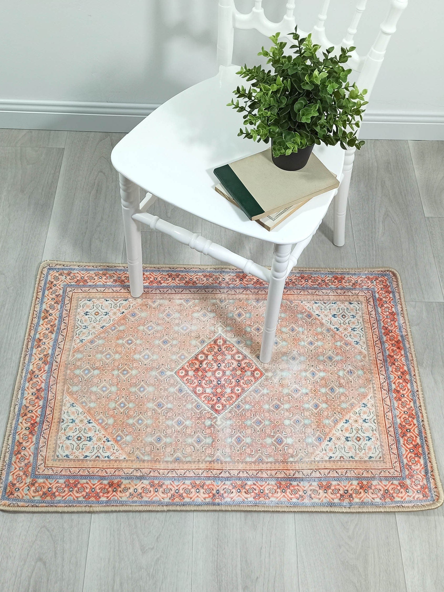 Kashan Faded Orange Blue Persian 2x3 Rug