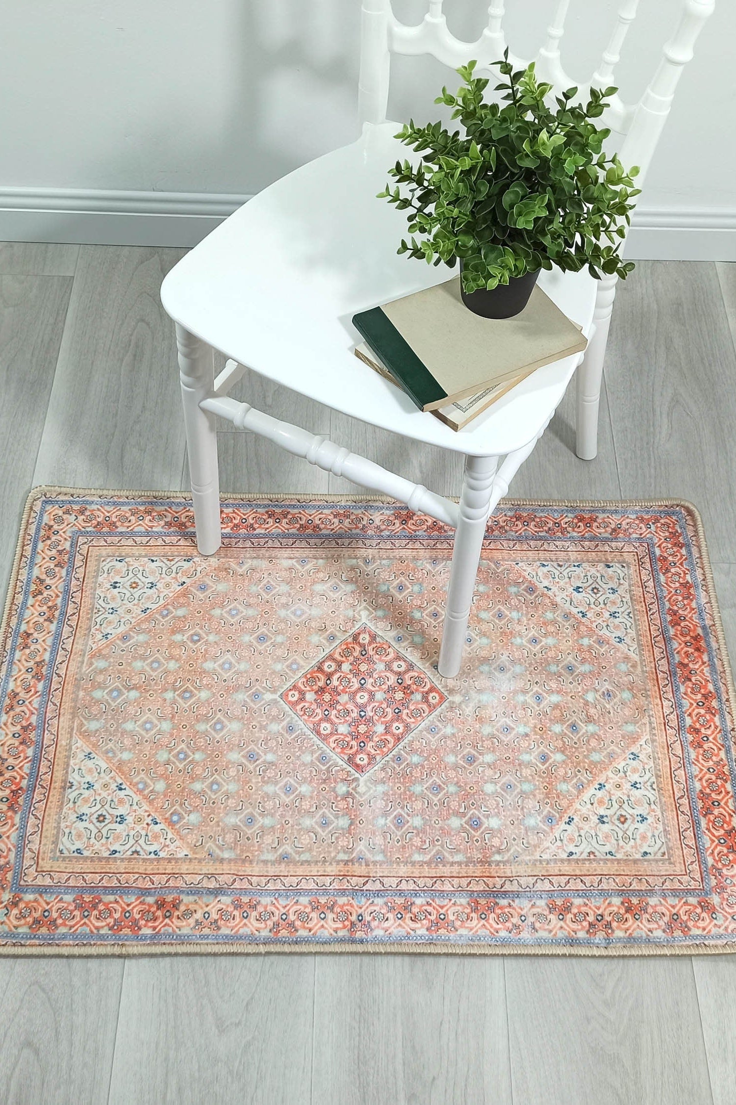 Kashan Faded Orange Blue Persian 2x3 Rug