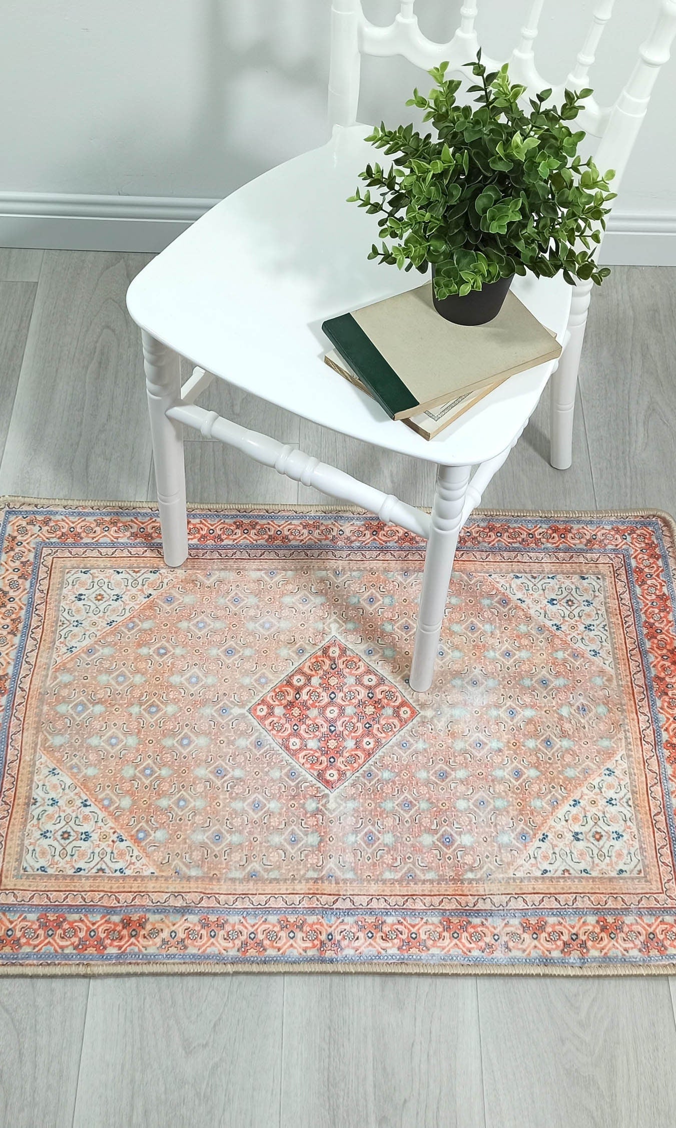 Kashan Faded Orange Blue Persian 2x3 Rug