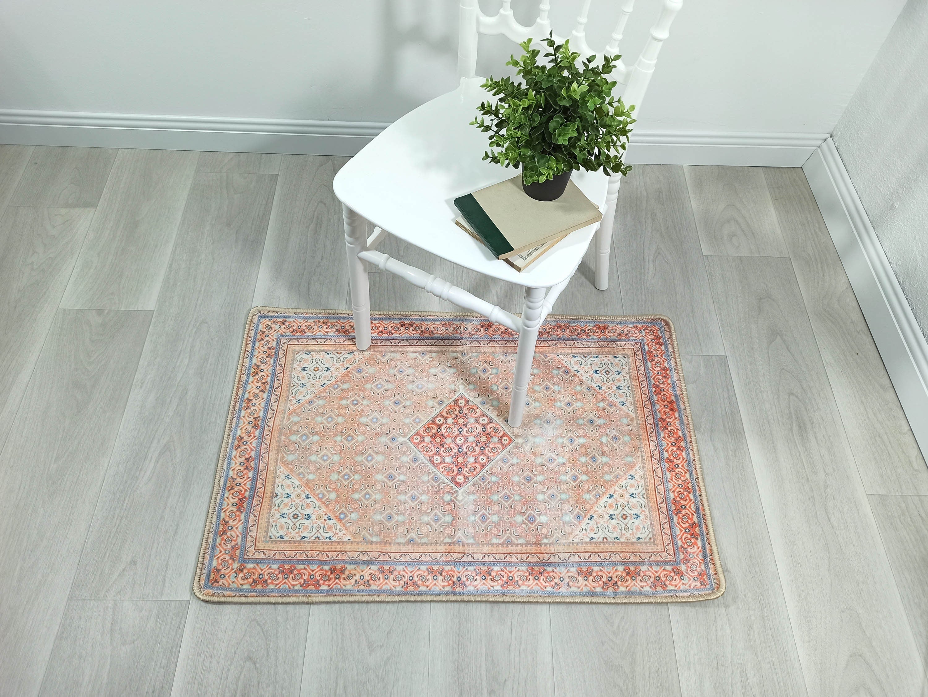 Kashan Faded Orange Blue Persian 2x3 Rug