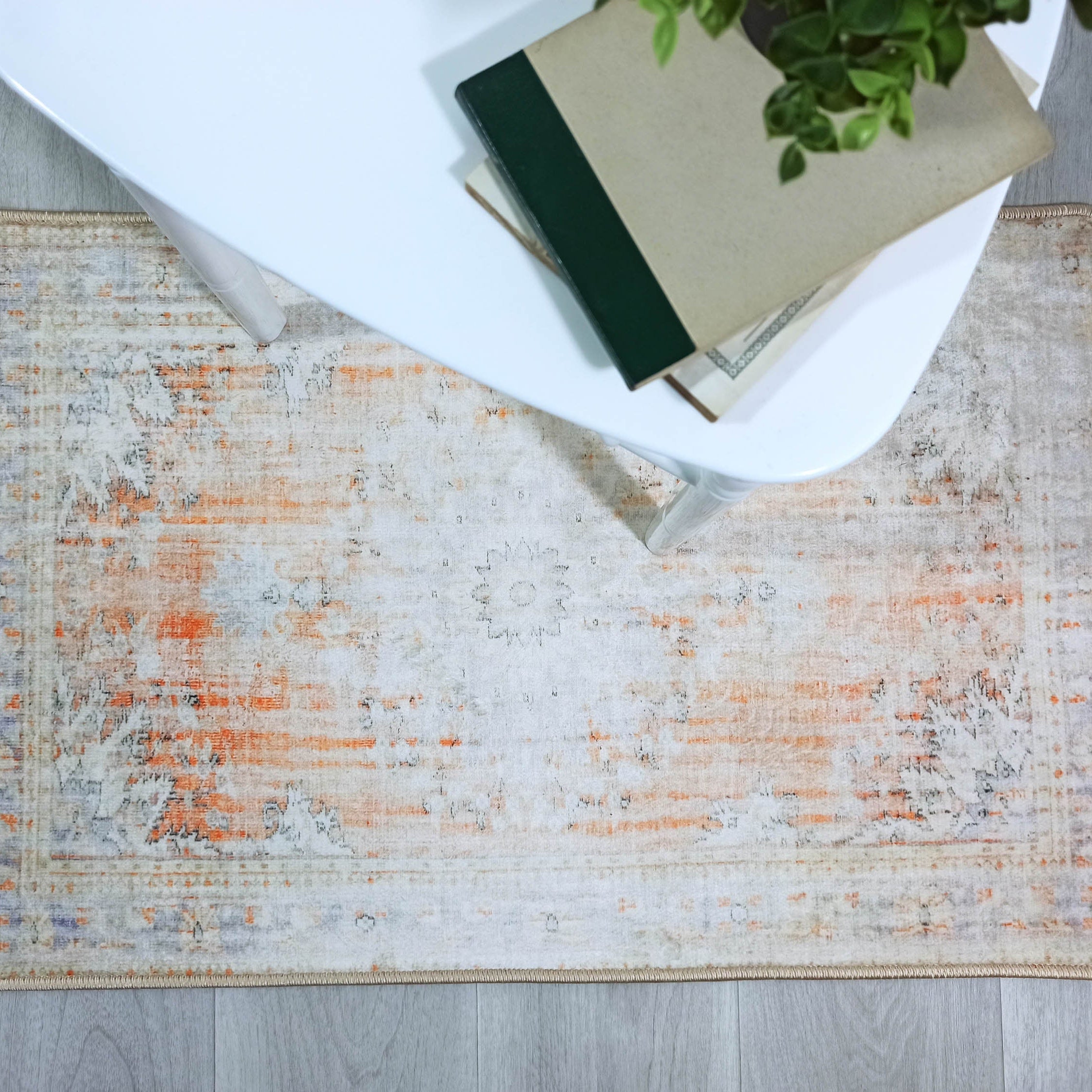 Makenna Orange Distressed Beige Turkish 2x3 Rug