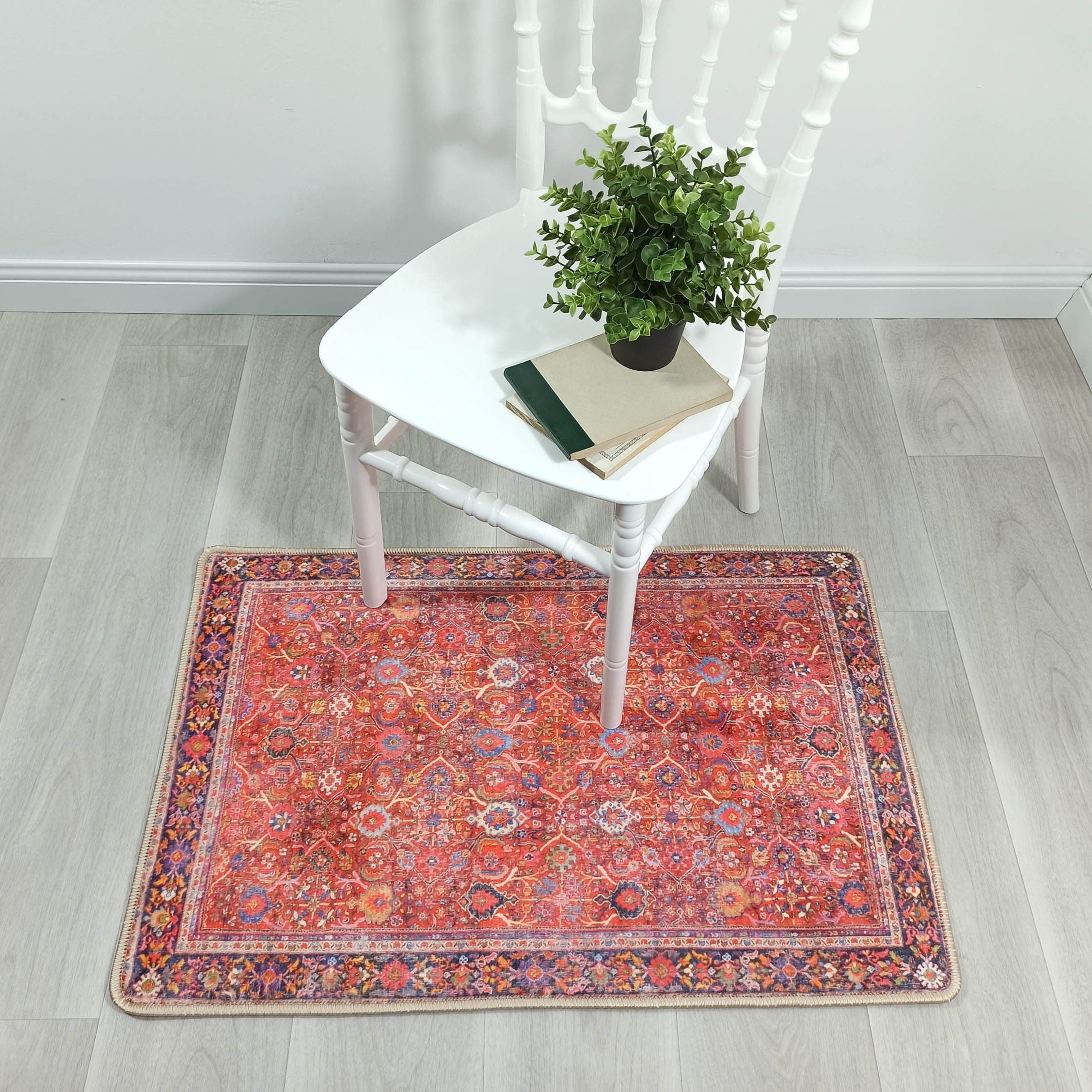 Vivi Red Orange Floral Turkish 2x3 Rug