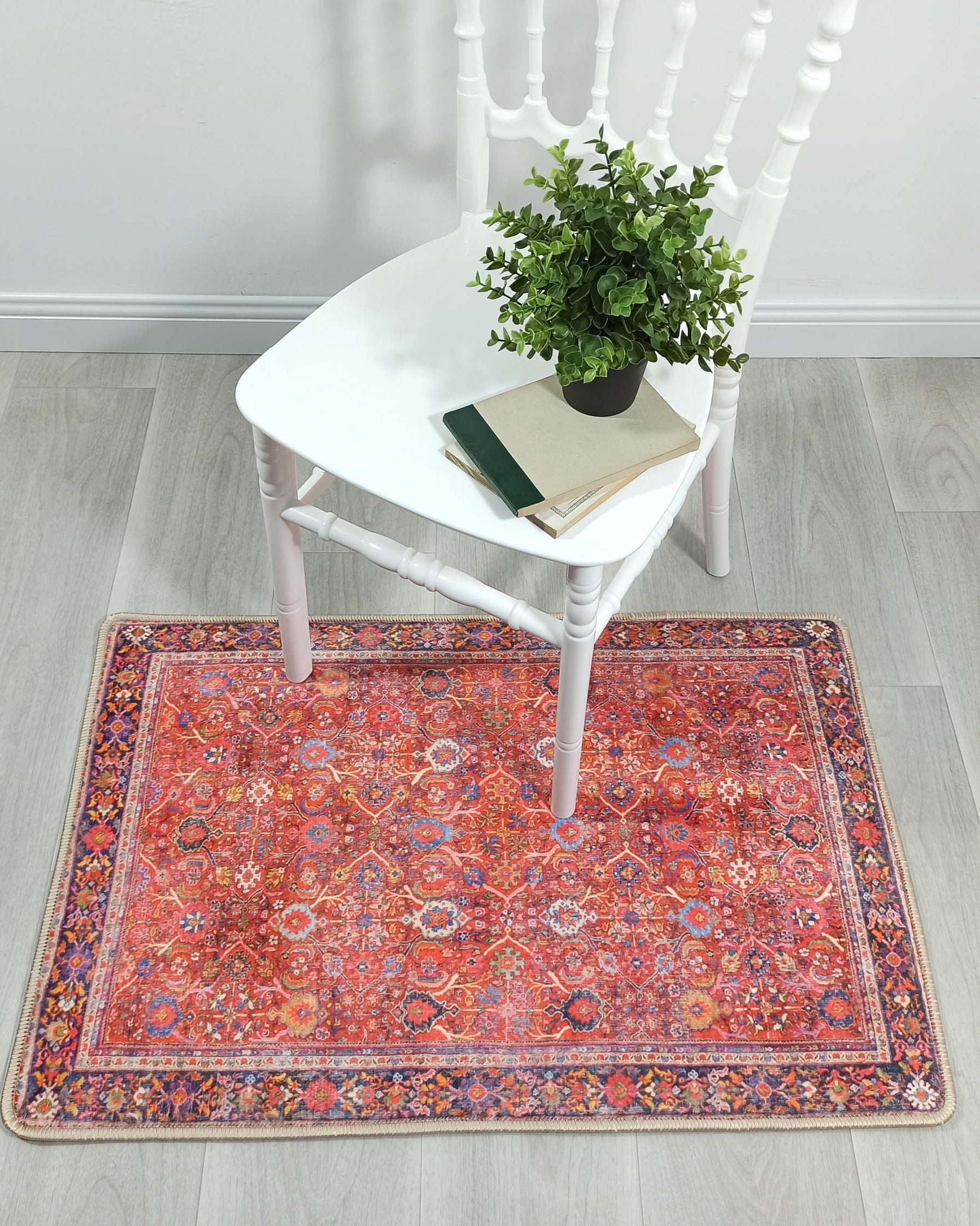 Vivi Red Orange Floral Turkish 2x3 Rug