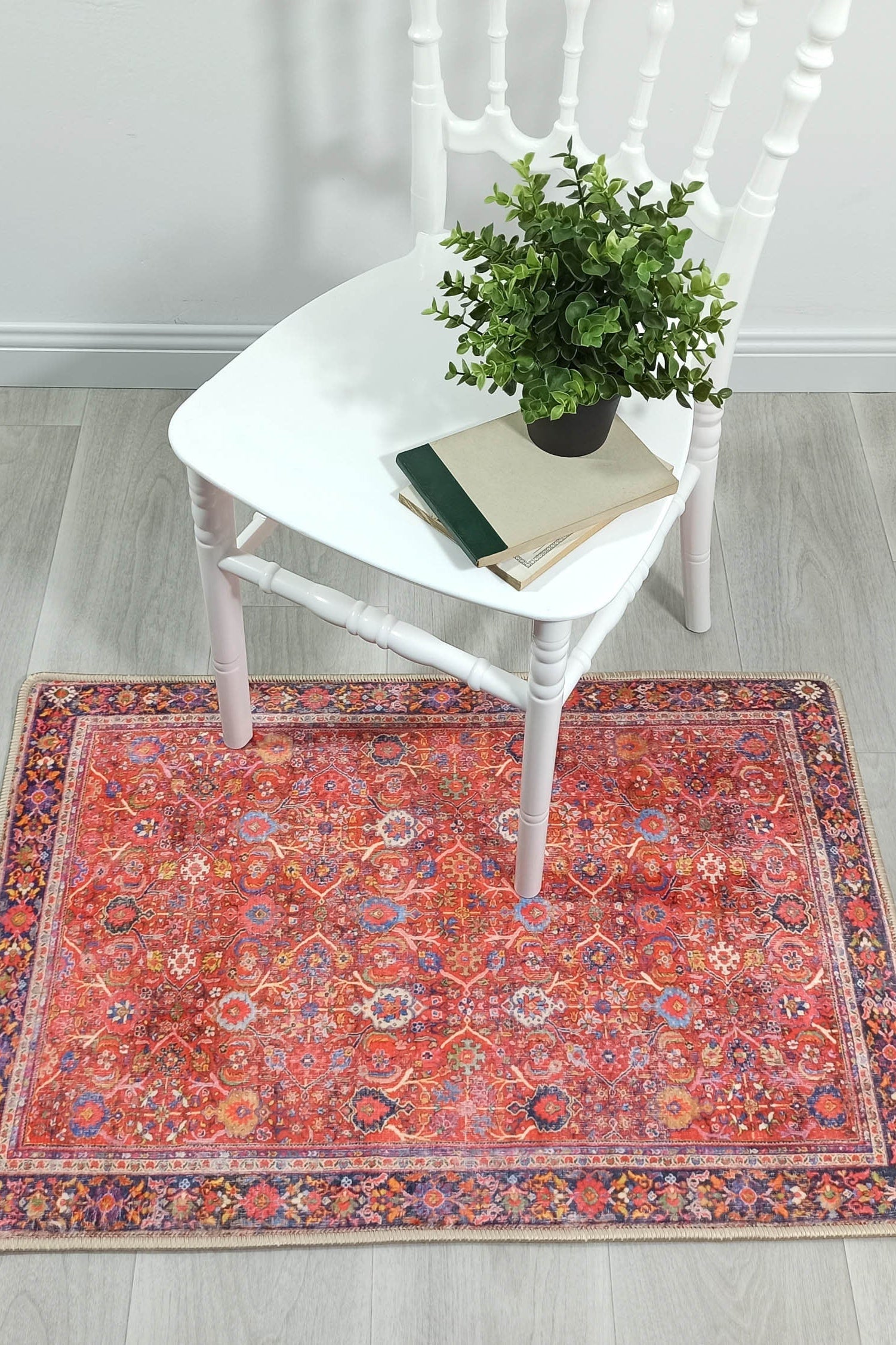 Vivi Red Orange Floral Turkish 2x3 Rug