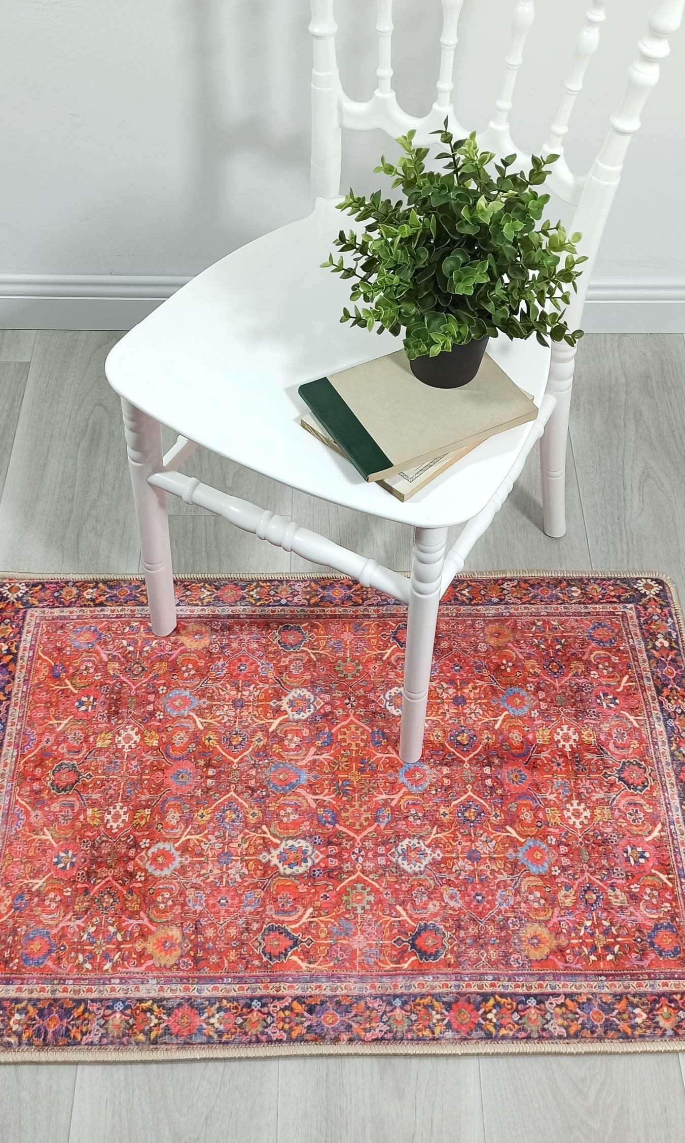 Vivi Red Orange Floral Turkish 2x3 Rug