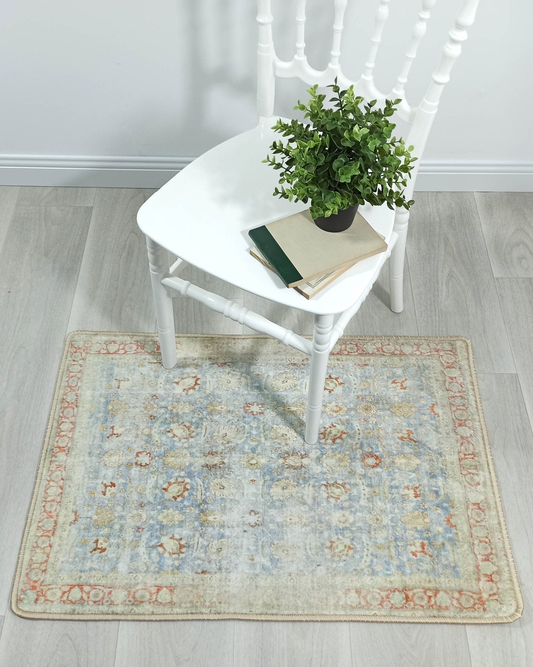 Alys Faded Blue Beige Vintage Turkish 2x3 Rug