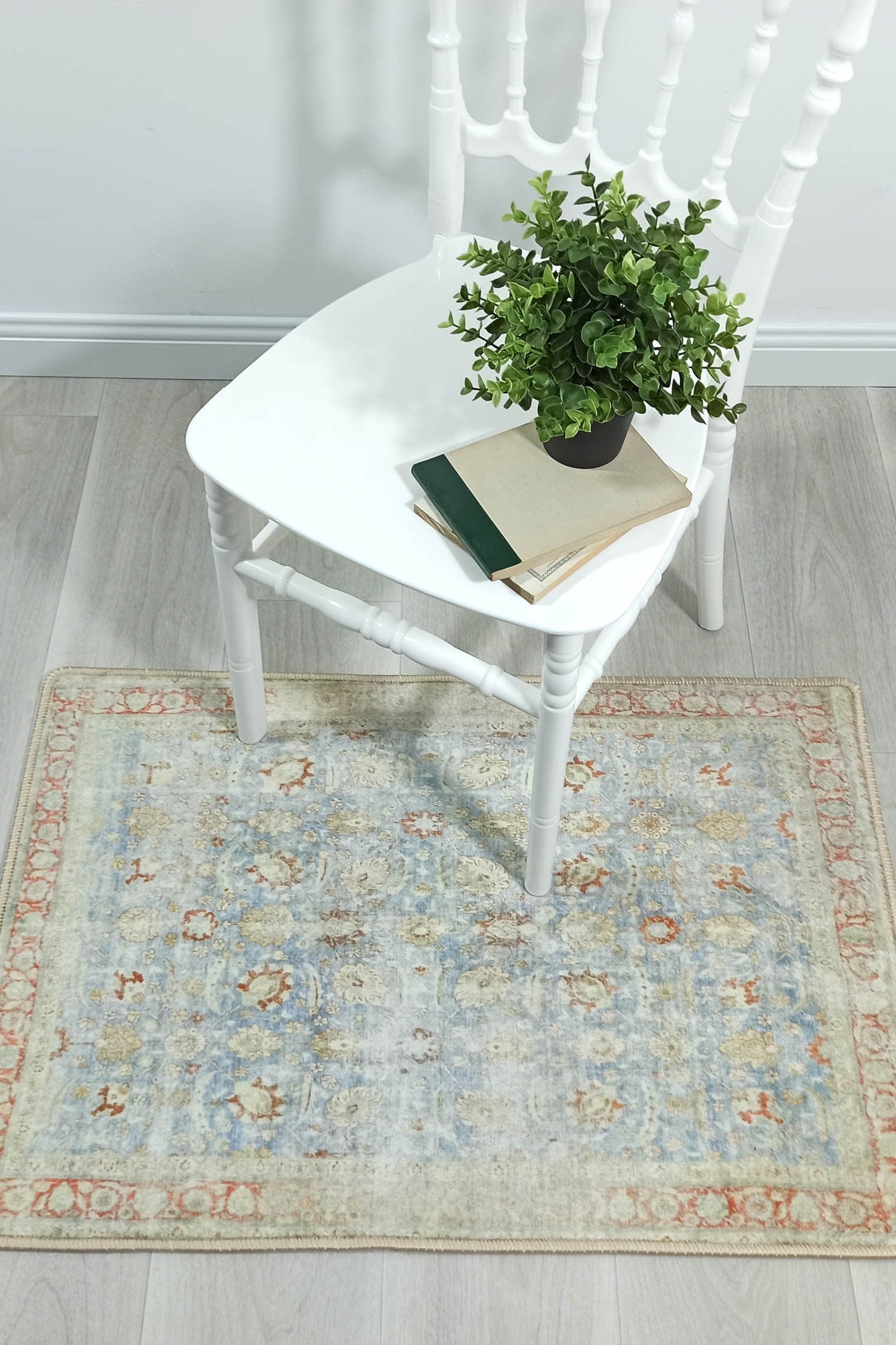 Alys Faded Blue Beige Vintage Turkish 2x3 Rug