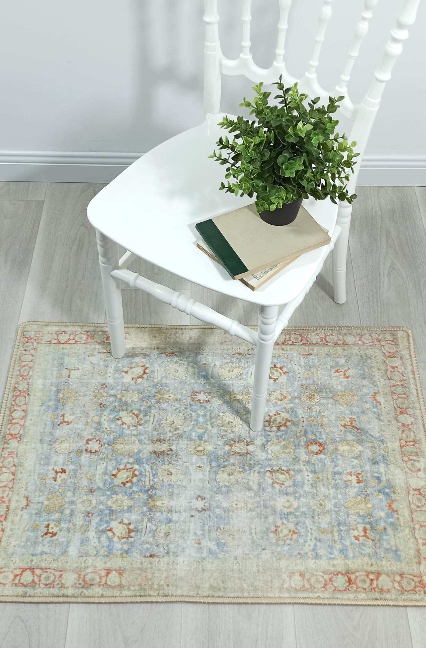 Alys Faded Blue Beige Vintage Turkish 2x3 Rug