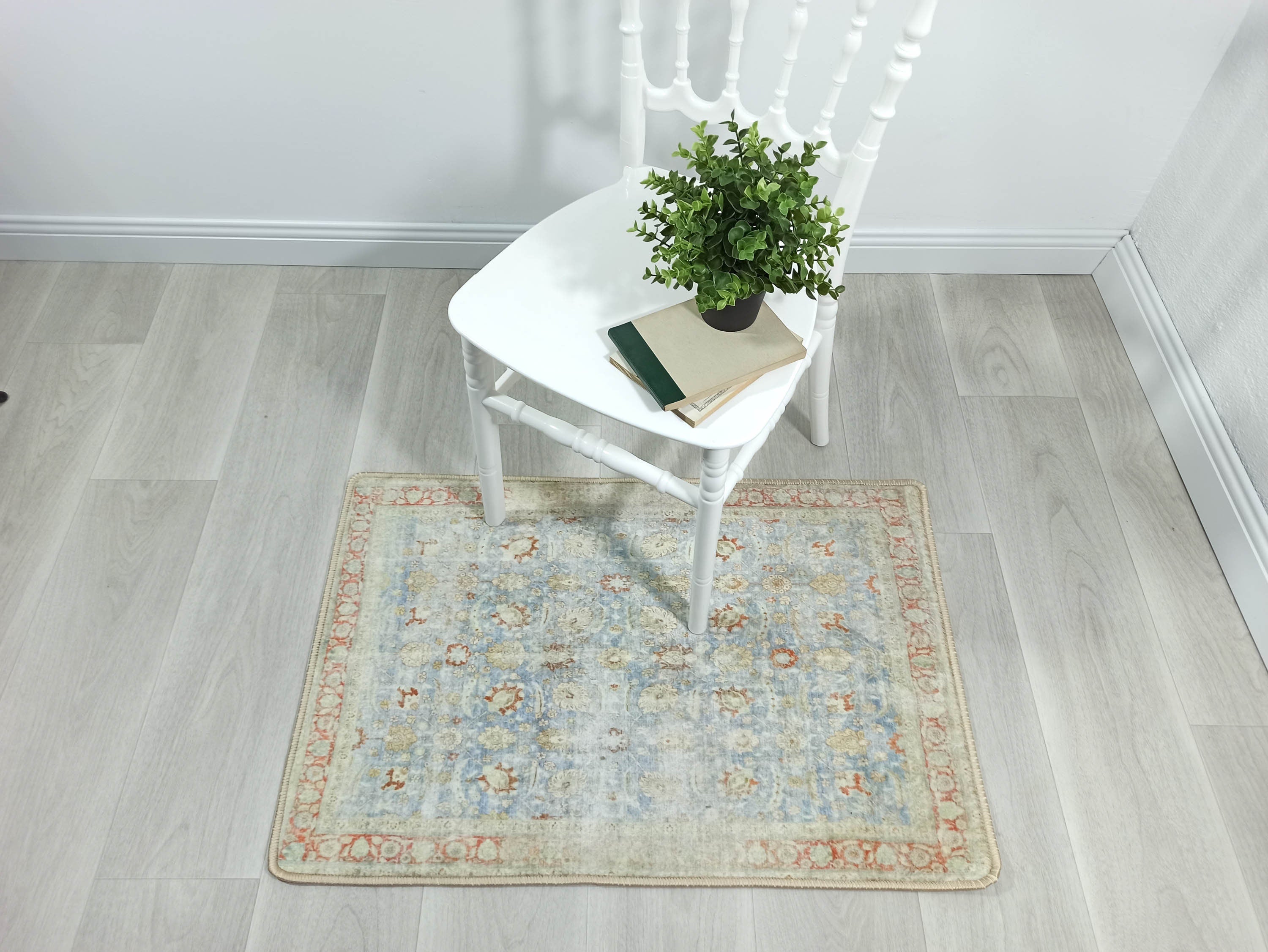 Alys Faded Blue Beige Vintage Turkish 2x3 Rug