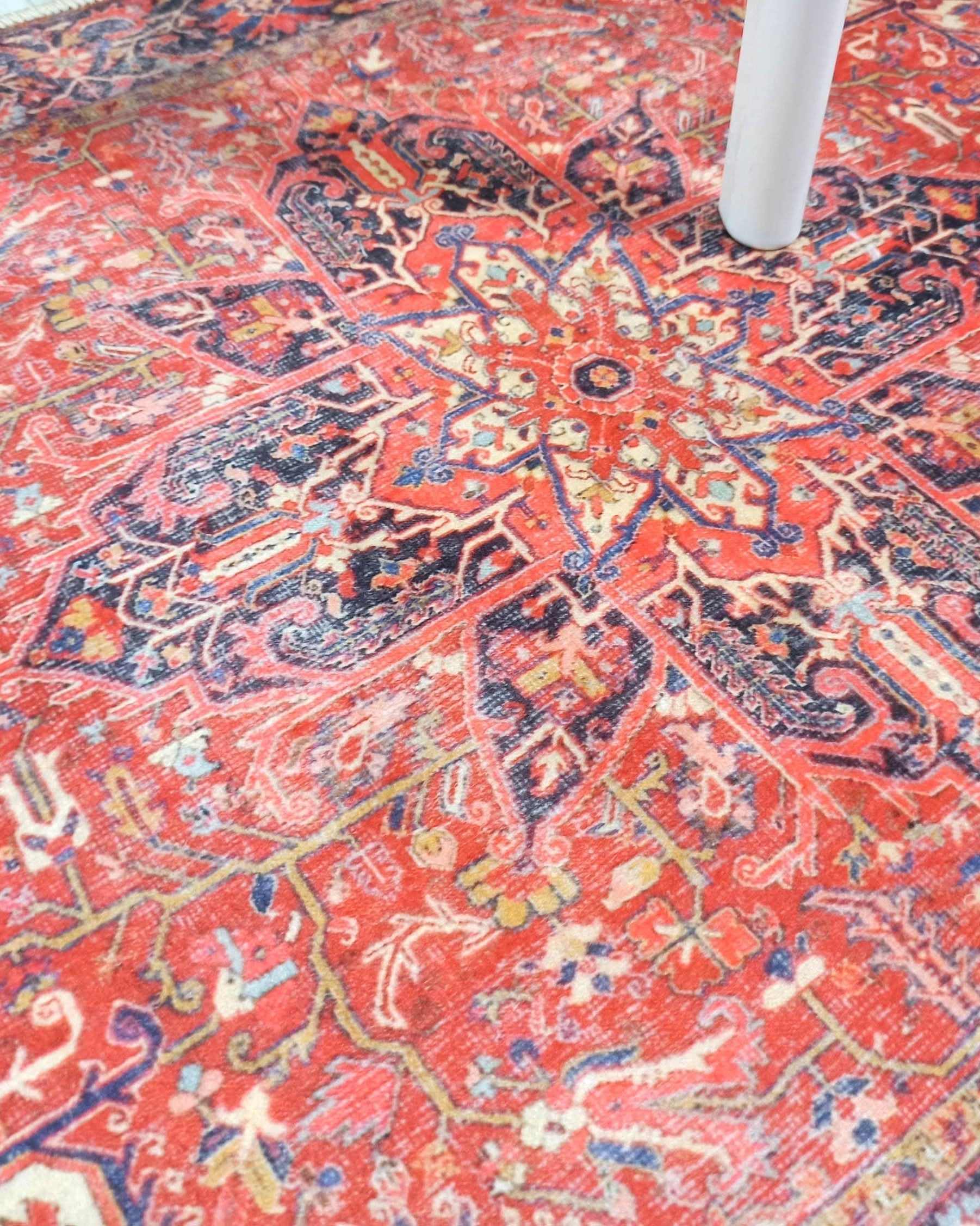 Emery Red Blue Heriz Persian 2x3 Rug