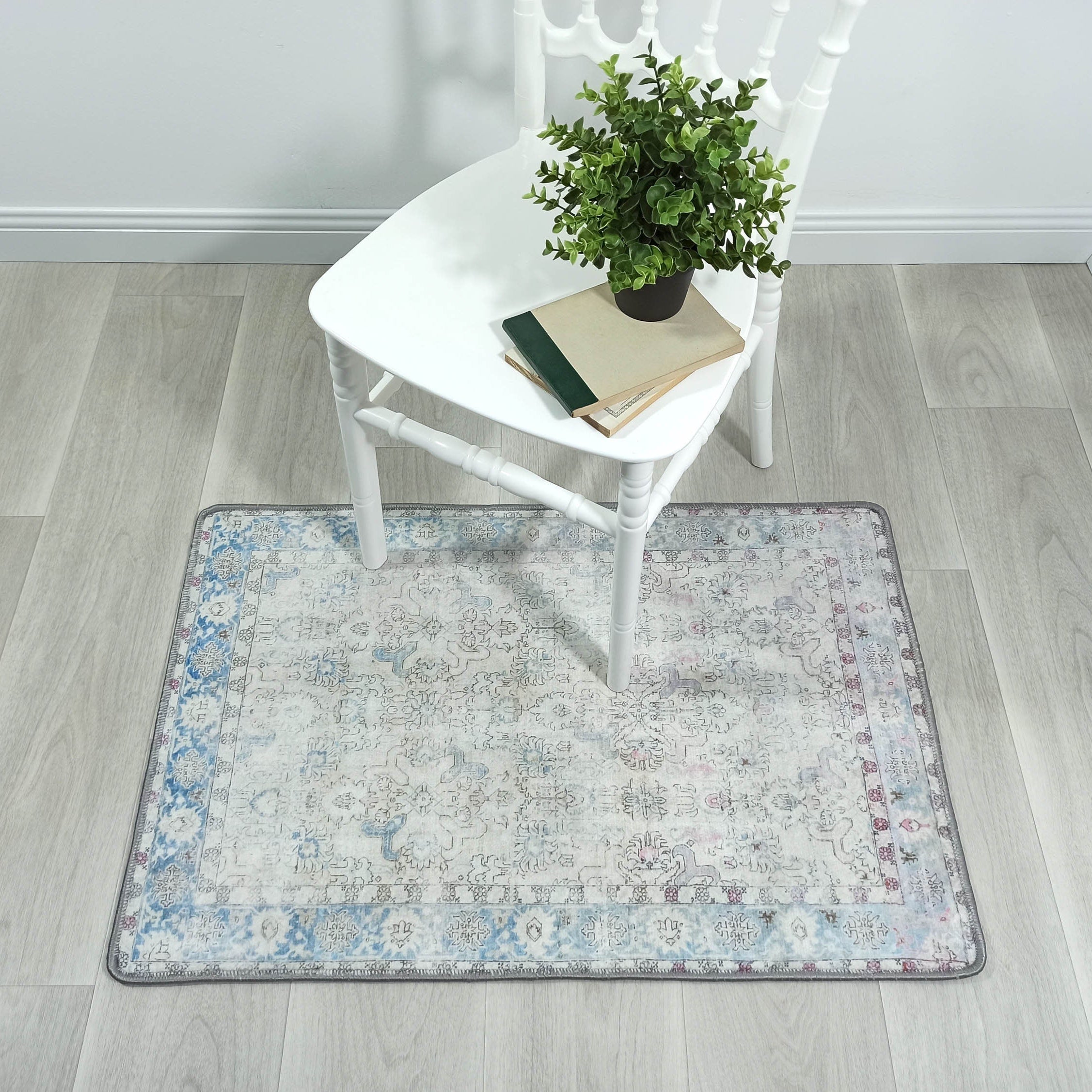Bowie Neutral Blue Floral Turkish 2x3 Rug