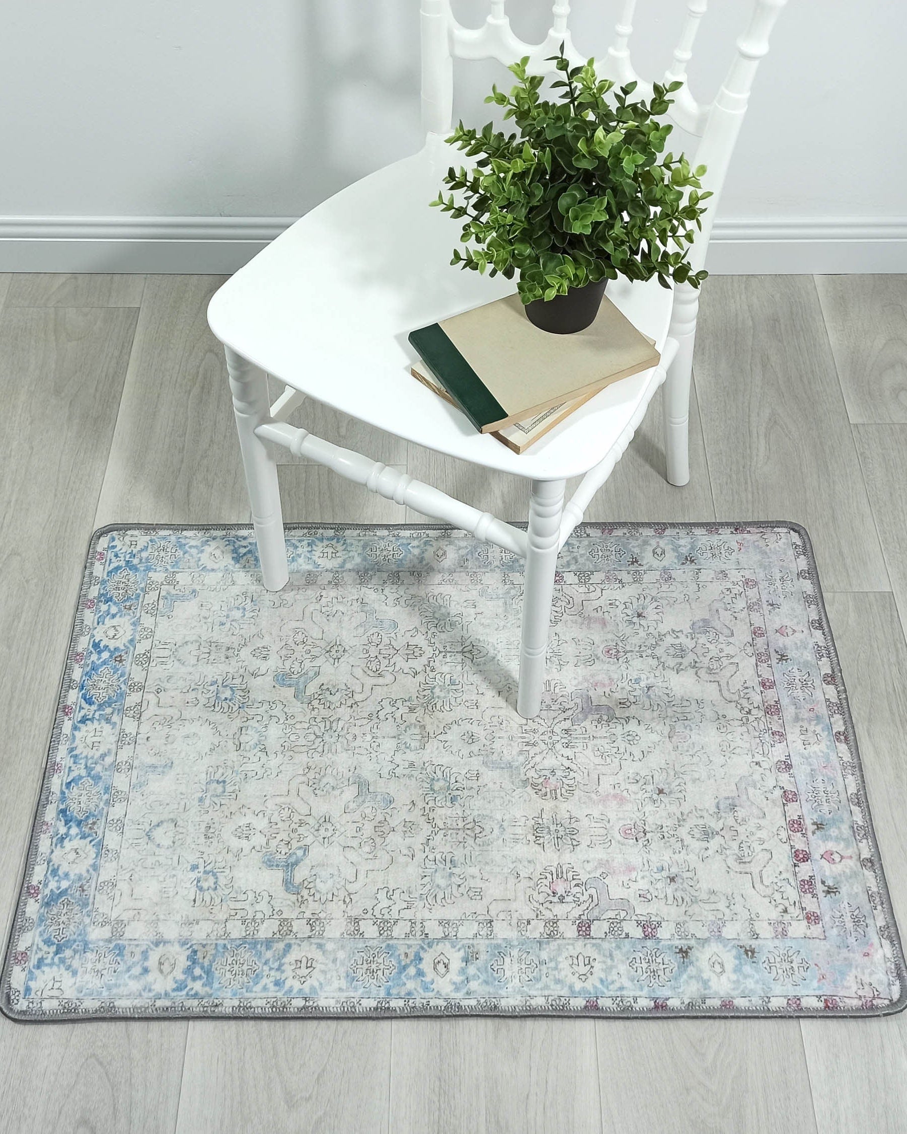 Bowie Neutral Blue Floral Turkish 2x3 Rug
