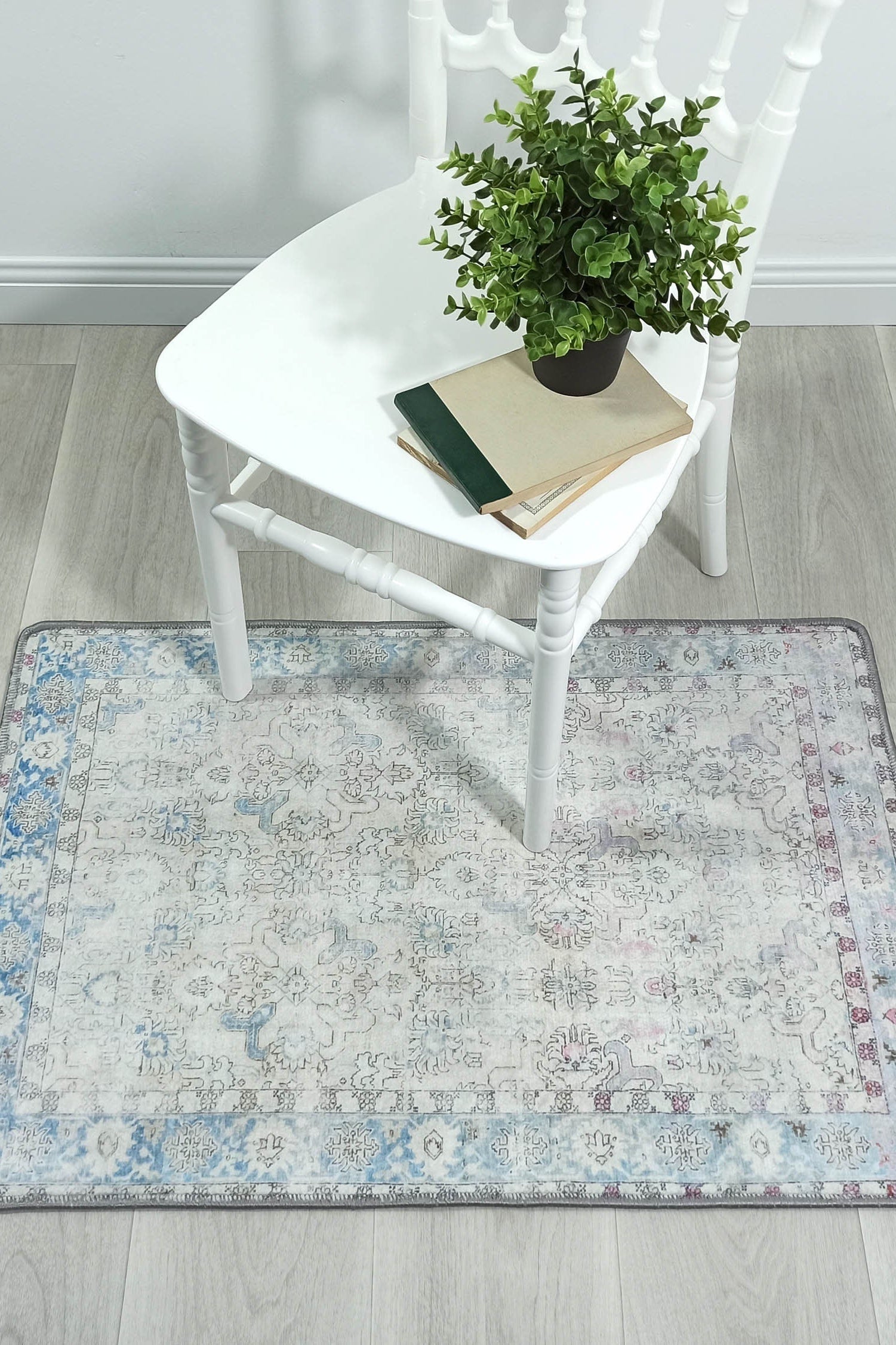 Bowie Neutral Blue Floral Turkish 2x3 Rug