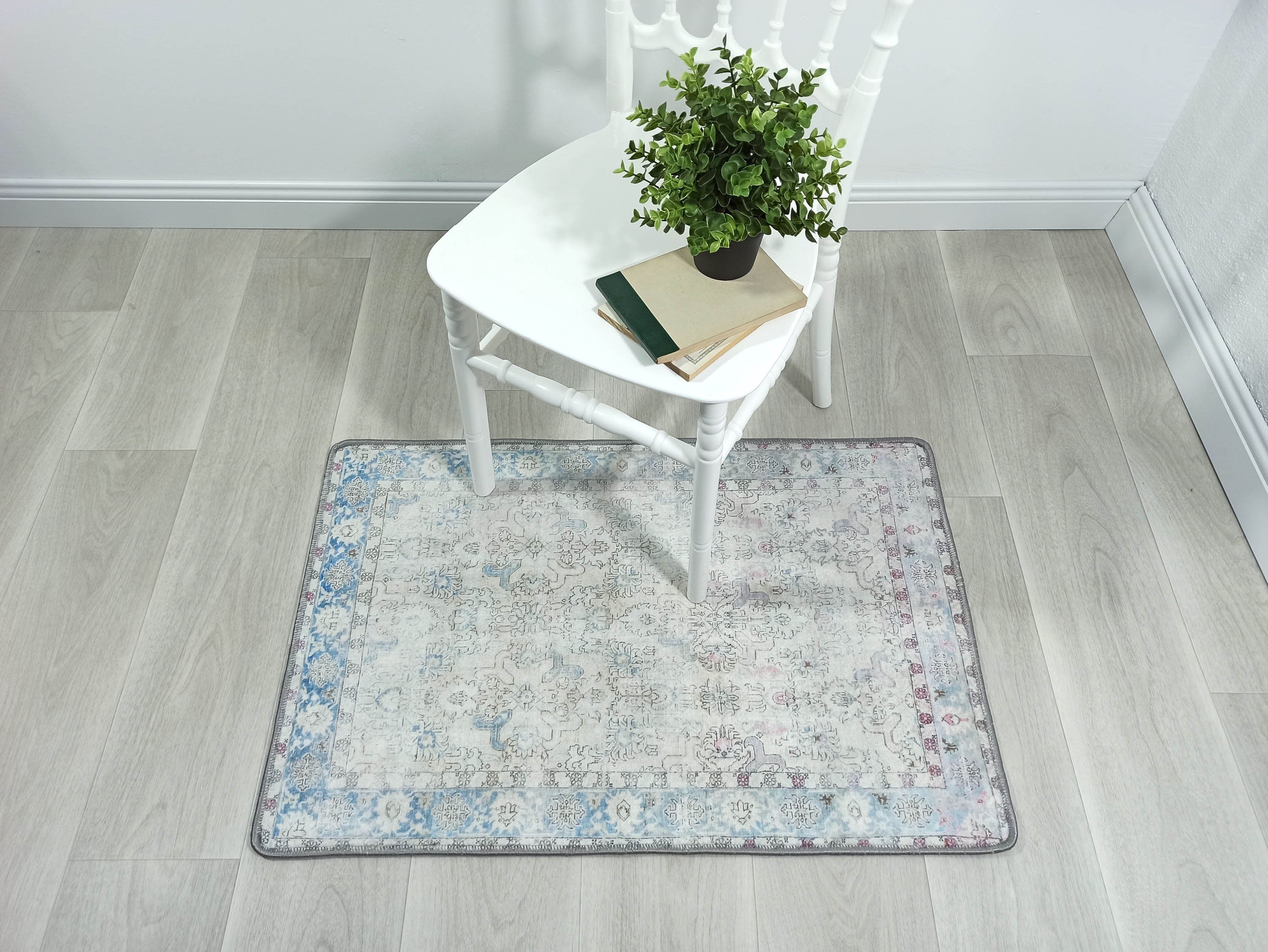 Bowie Neutral Blue Floral Turkish 2x3 Rug