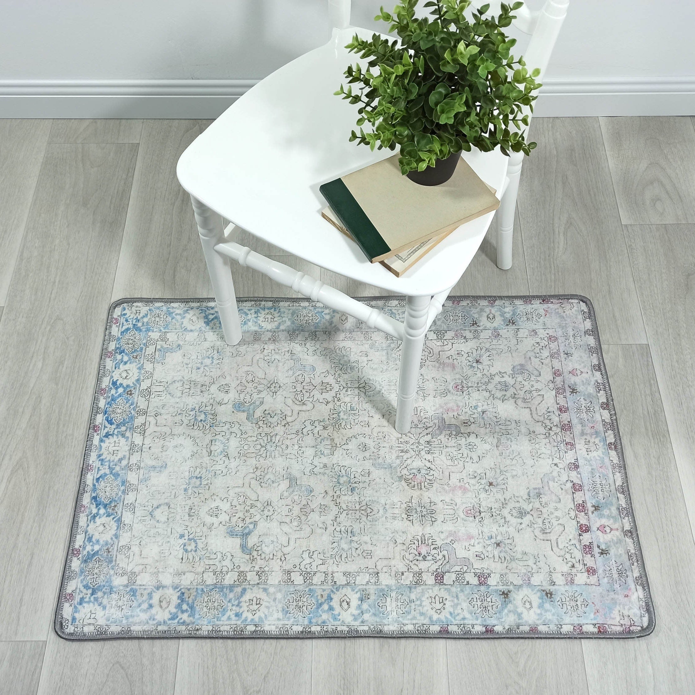 Bowie Neutral Blue Floral Turkish 2x3 Rug