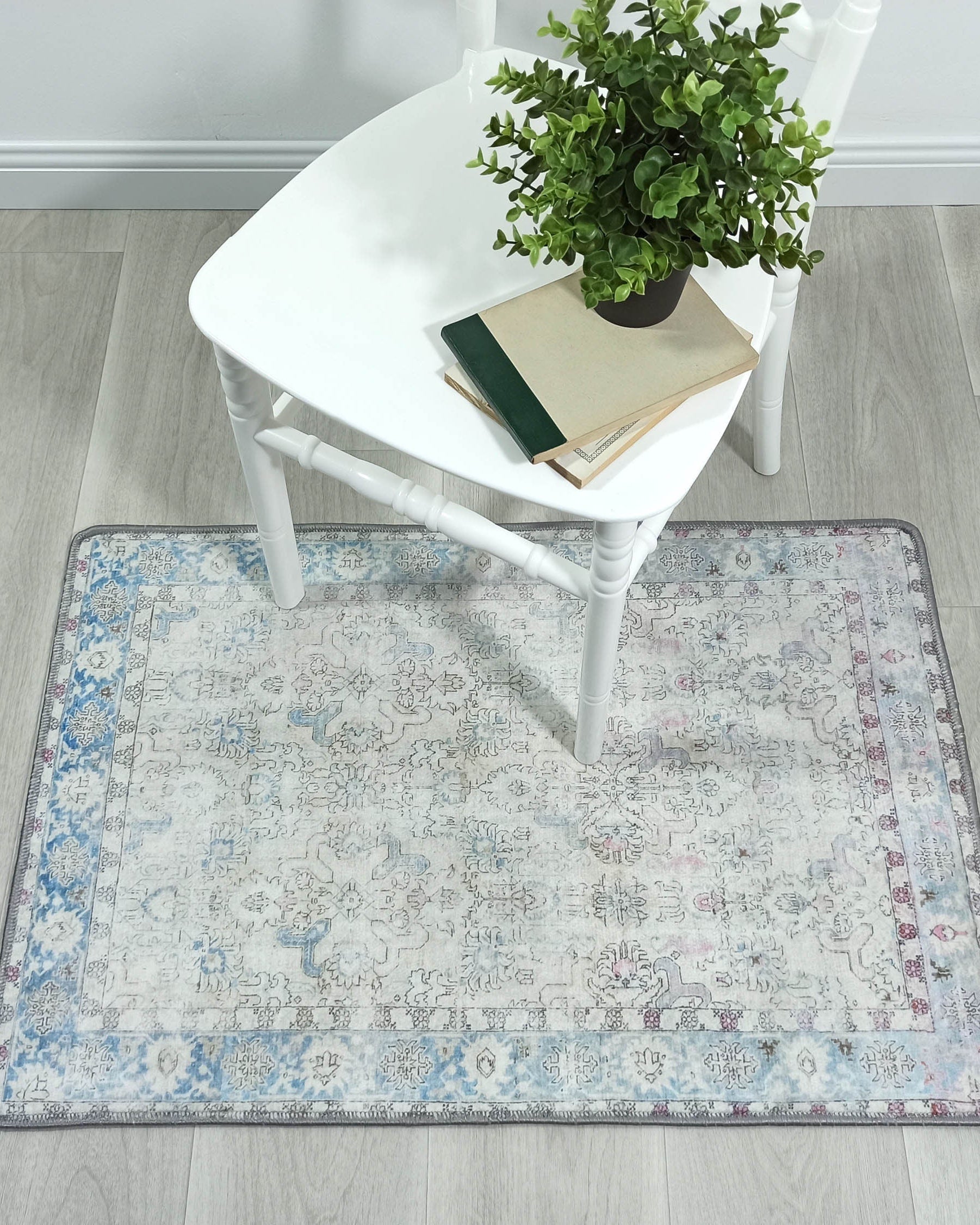 Bowie Neutral Blue Floral Turkish 2x3 Rug