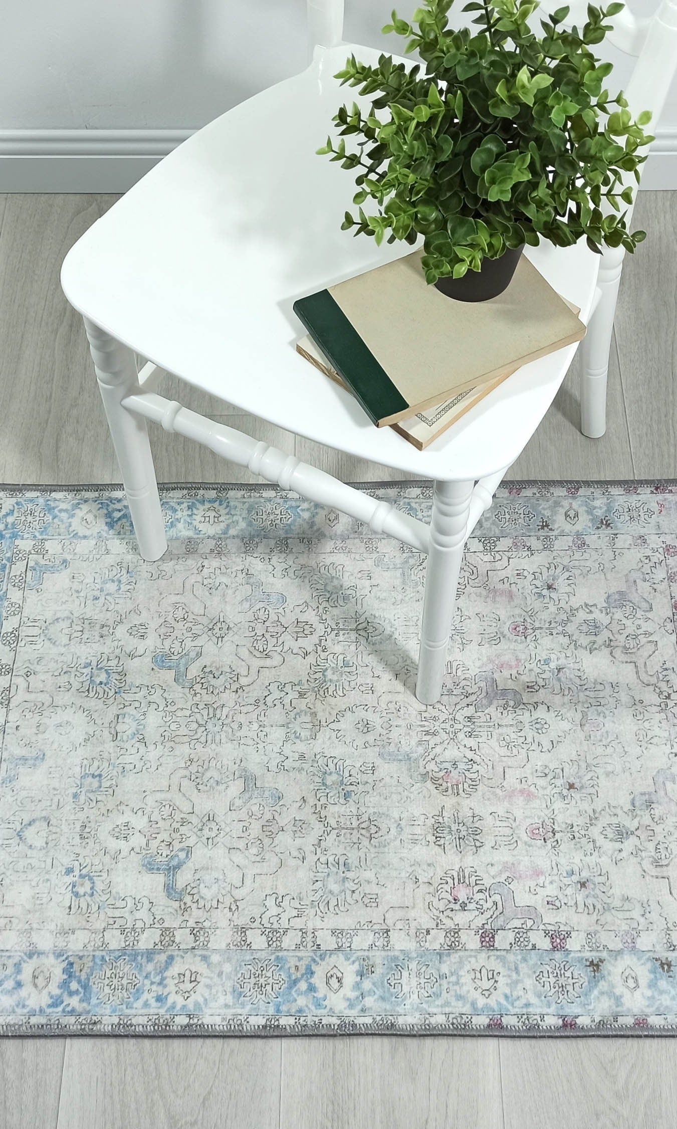 Bowie Neutral Blue Floral Turkish 2x3 Rug