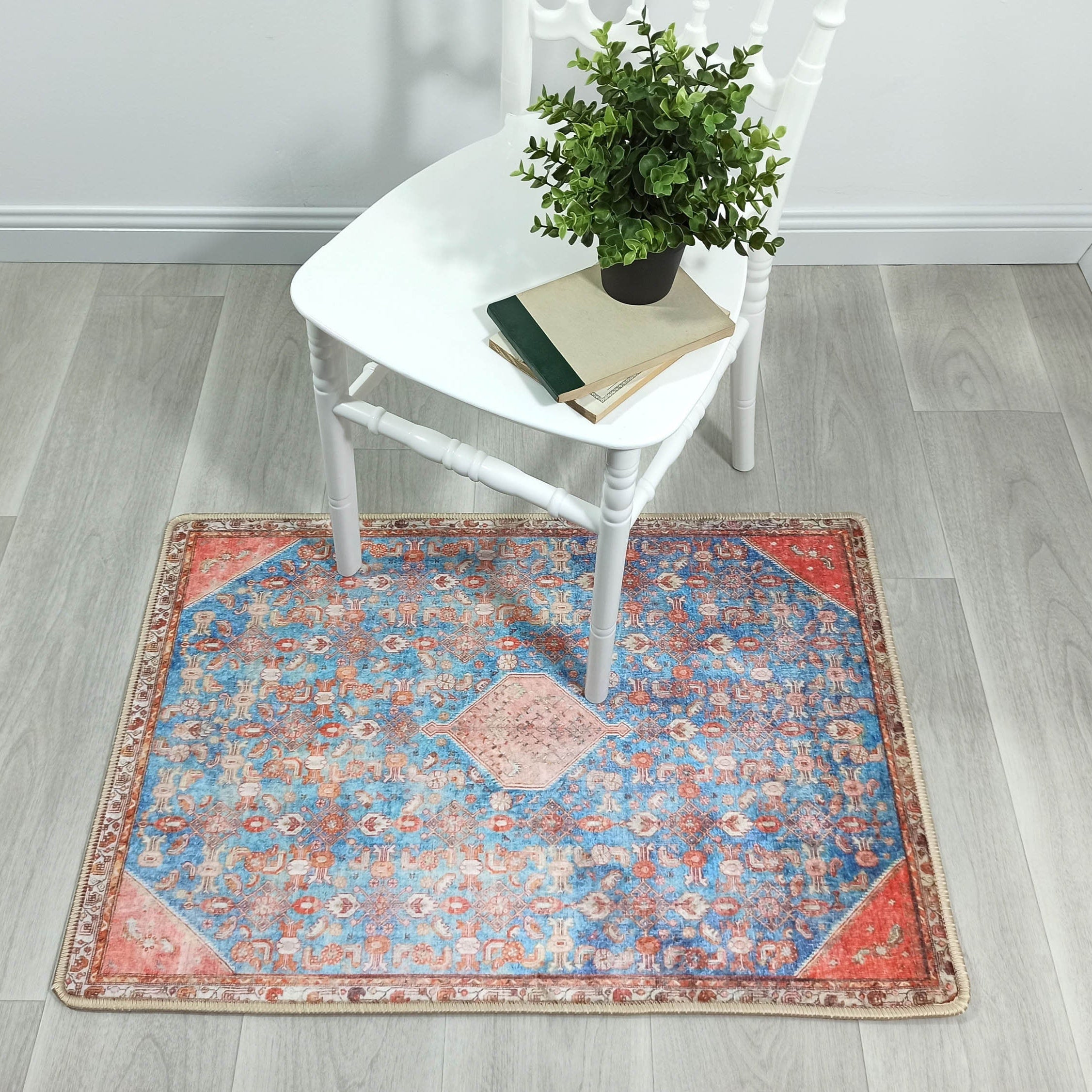 Hosanna Faded Blue Beige Terracotta Persian 2x3 Rug