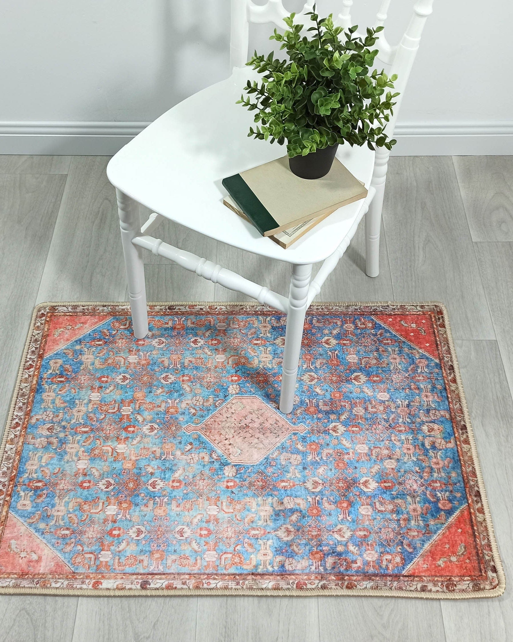 Hosanna Faded Blue Beige Terracotta Persian 2x3 Rug