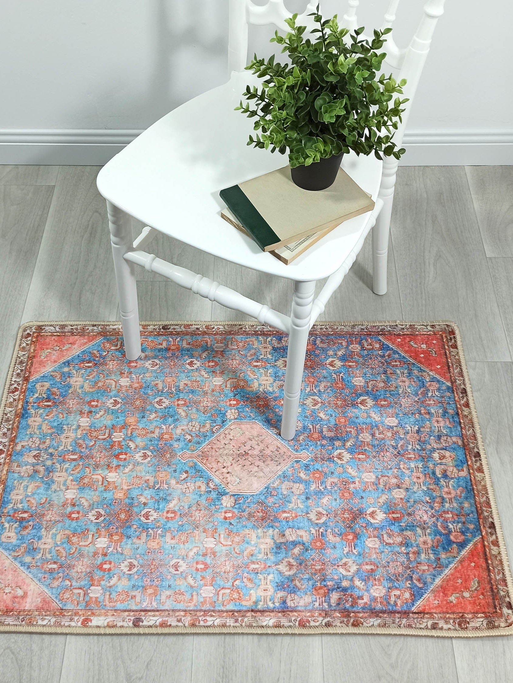 Hosanna Faded Blue Beige Terracotta Persian 2x3 Rug