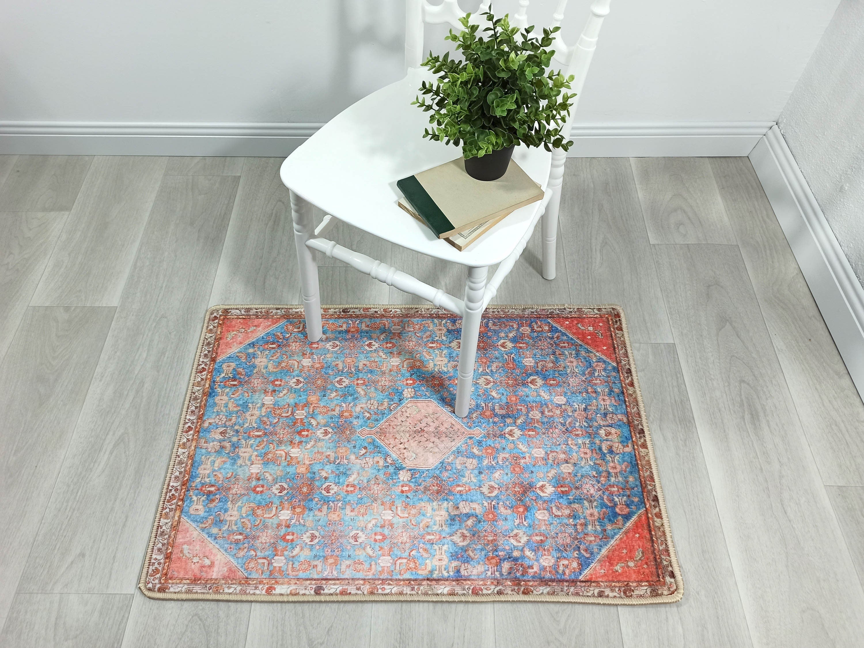Hosanna Faded Blue Beige Terracotta Persian 2x3 Rug