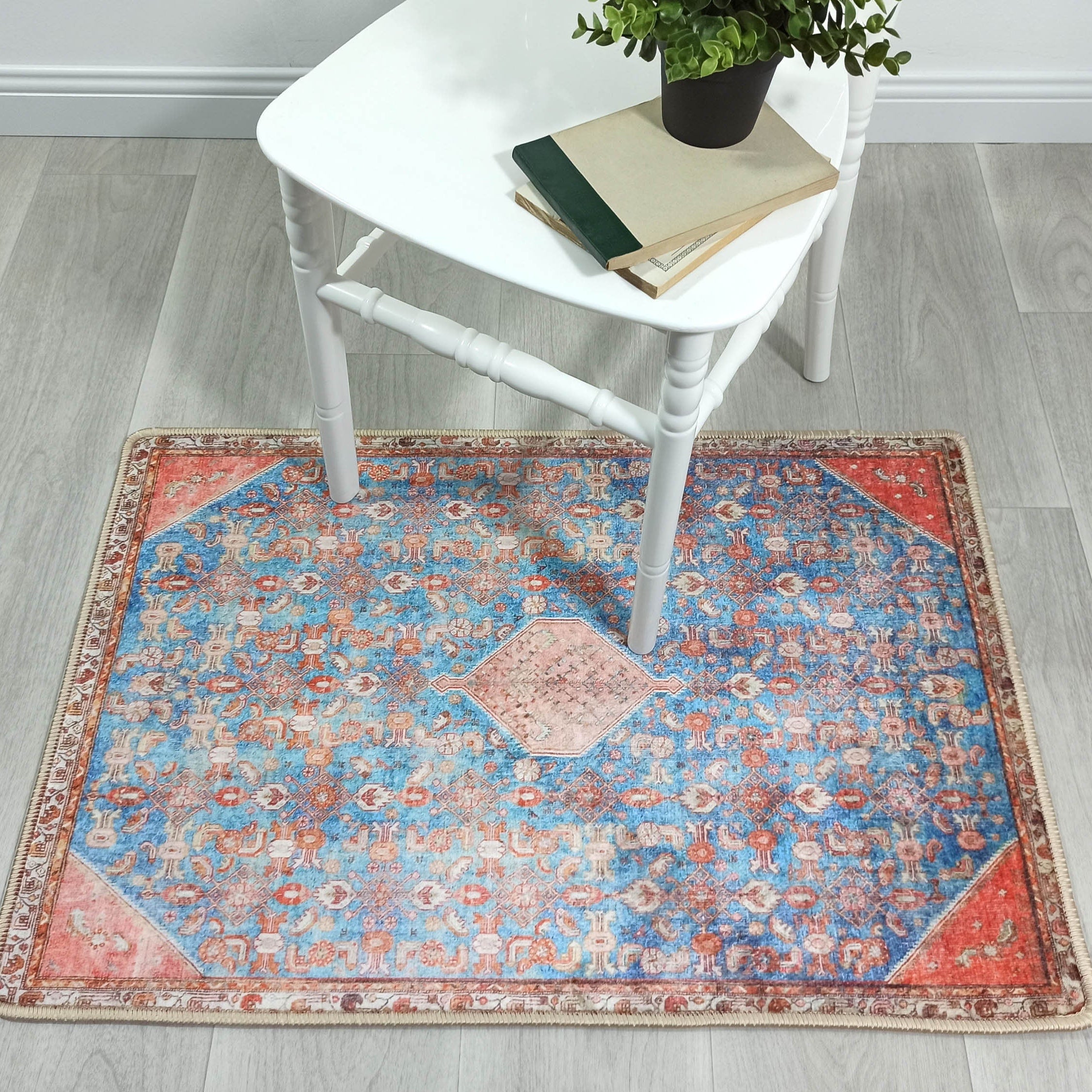 Hosanna Faded Blue Beige Terracotta Persian 2x3 Rug