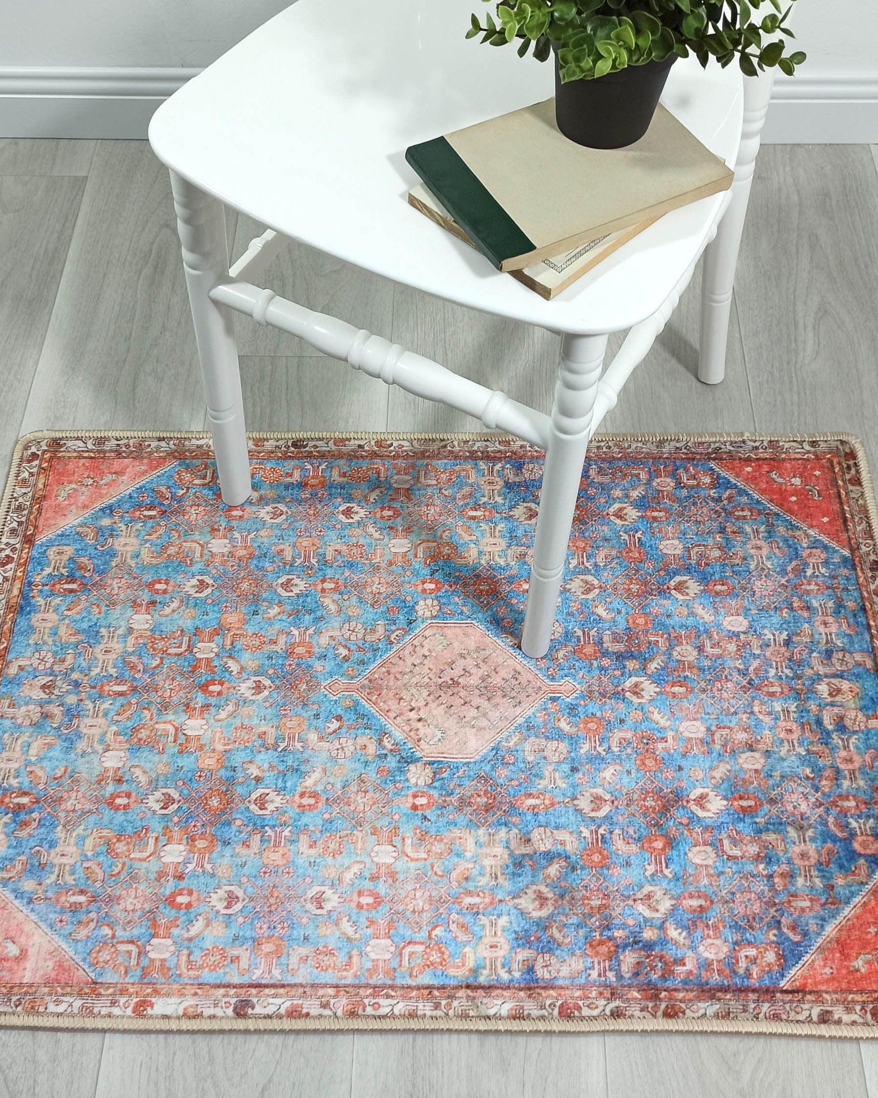 Hosanna Faded Blue Beige Terracotta Persian 2x3 Rug