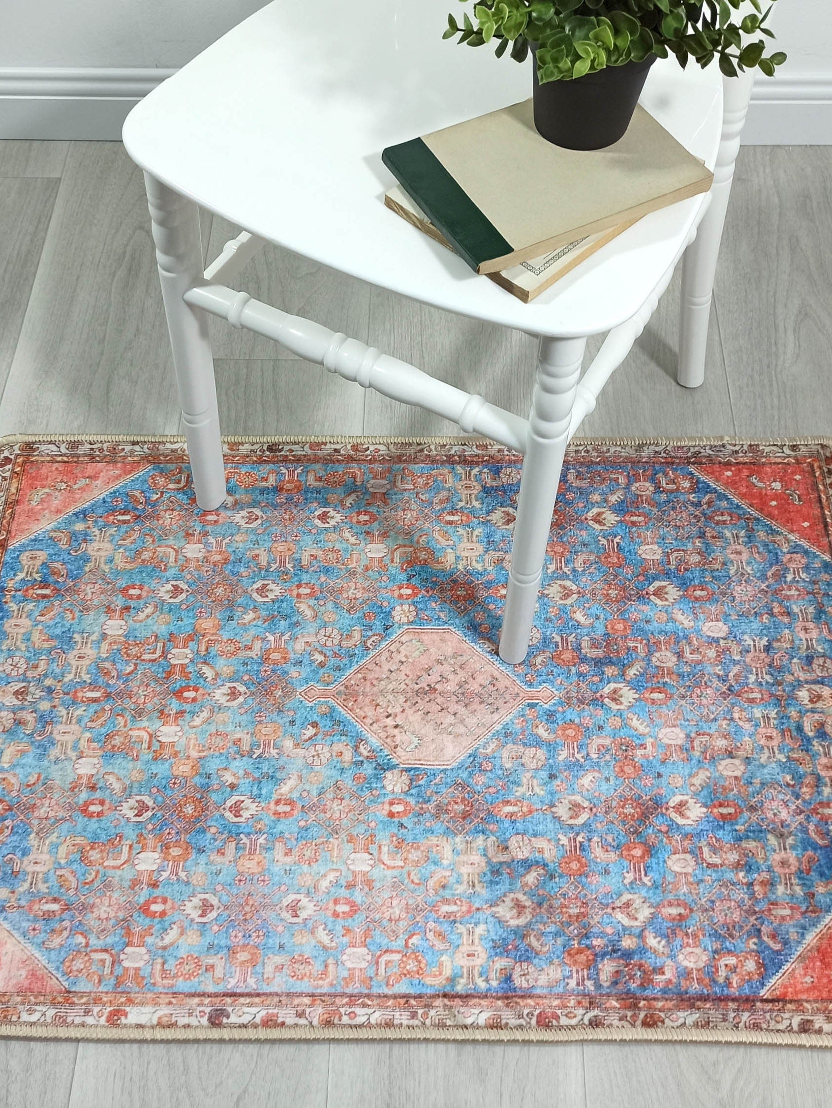 Hosanna Faded Blue Beige Terracotta Persian 2x3 Rug