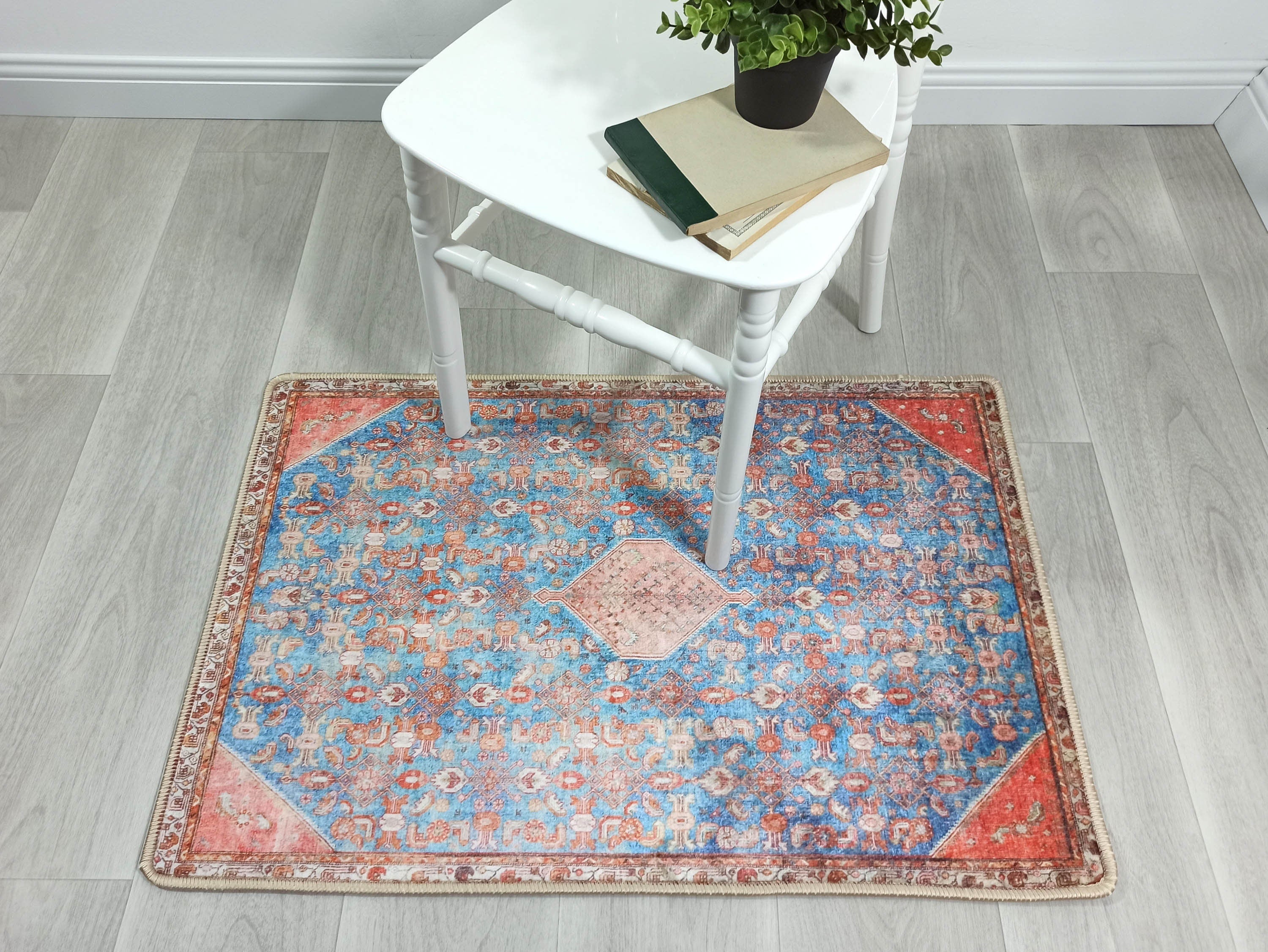 Hosanna Faded Blue Beige Terracotta Persian 2x3 Rug