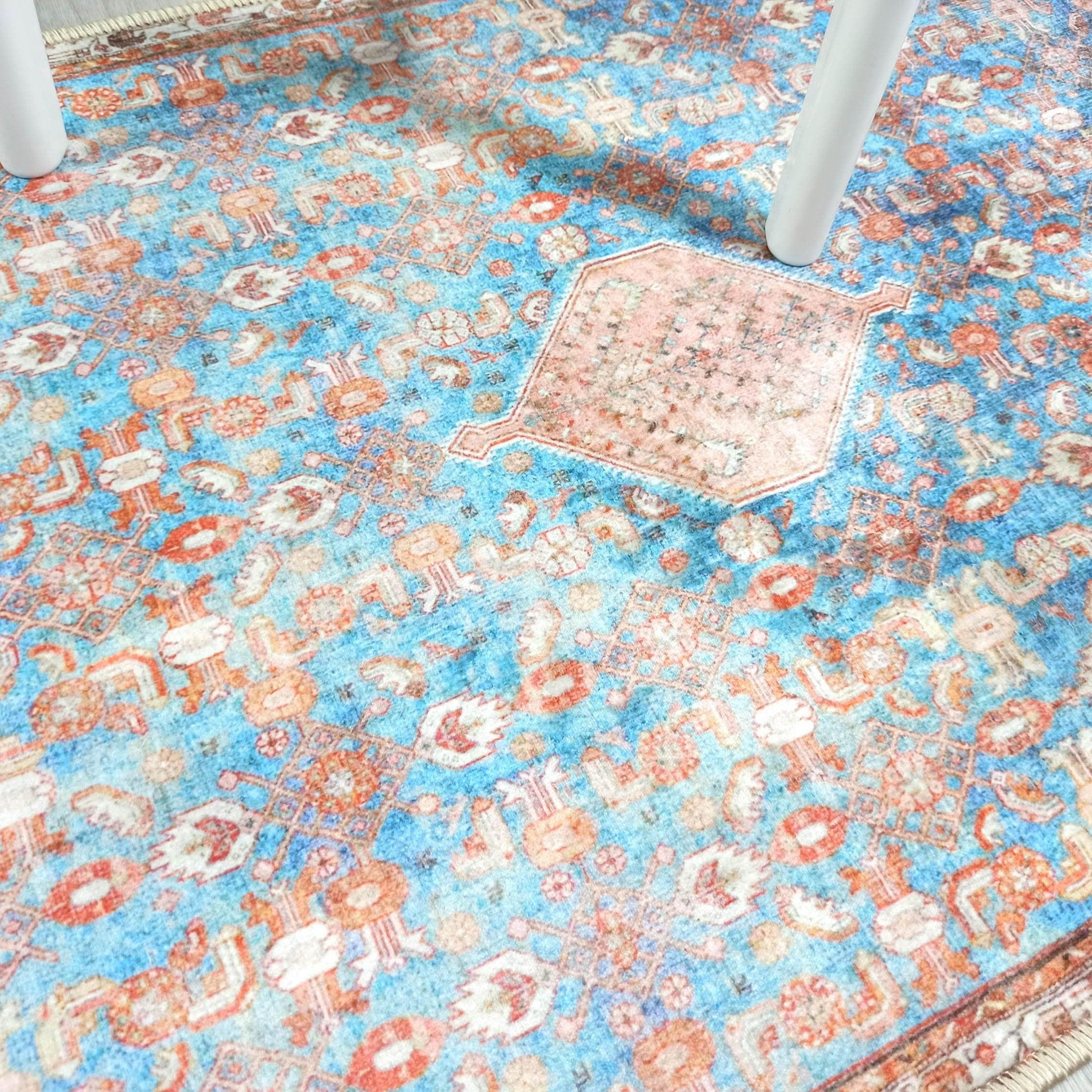 Hosanna Faded Blue Beige Terracotta Persian 2x3 Rug