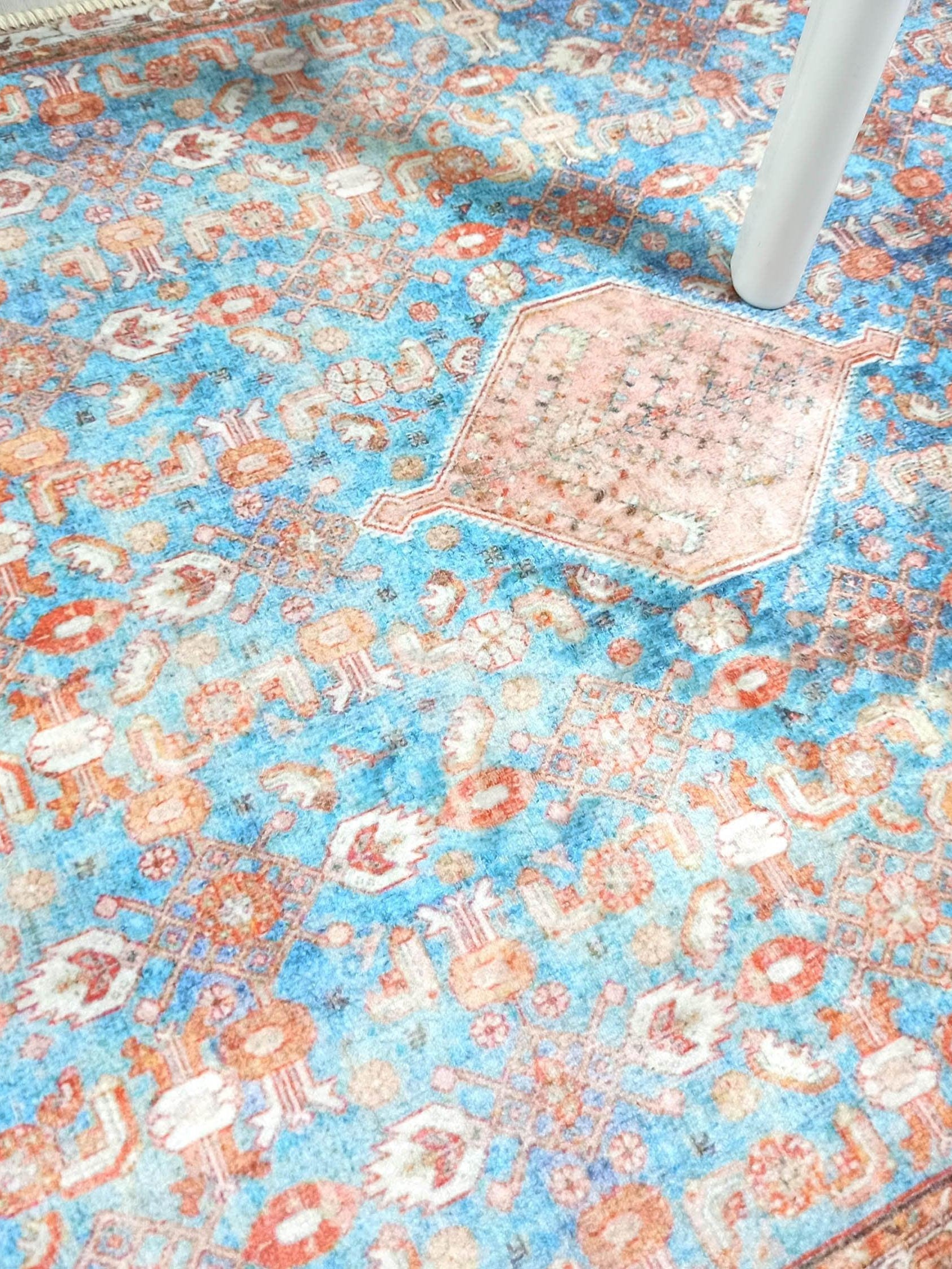 Hosanna Faded Blue Beige Terracotta Persian 2x3 Rug