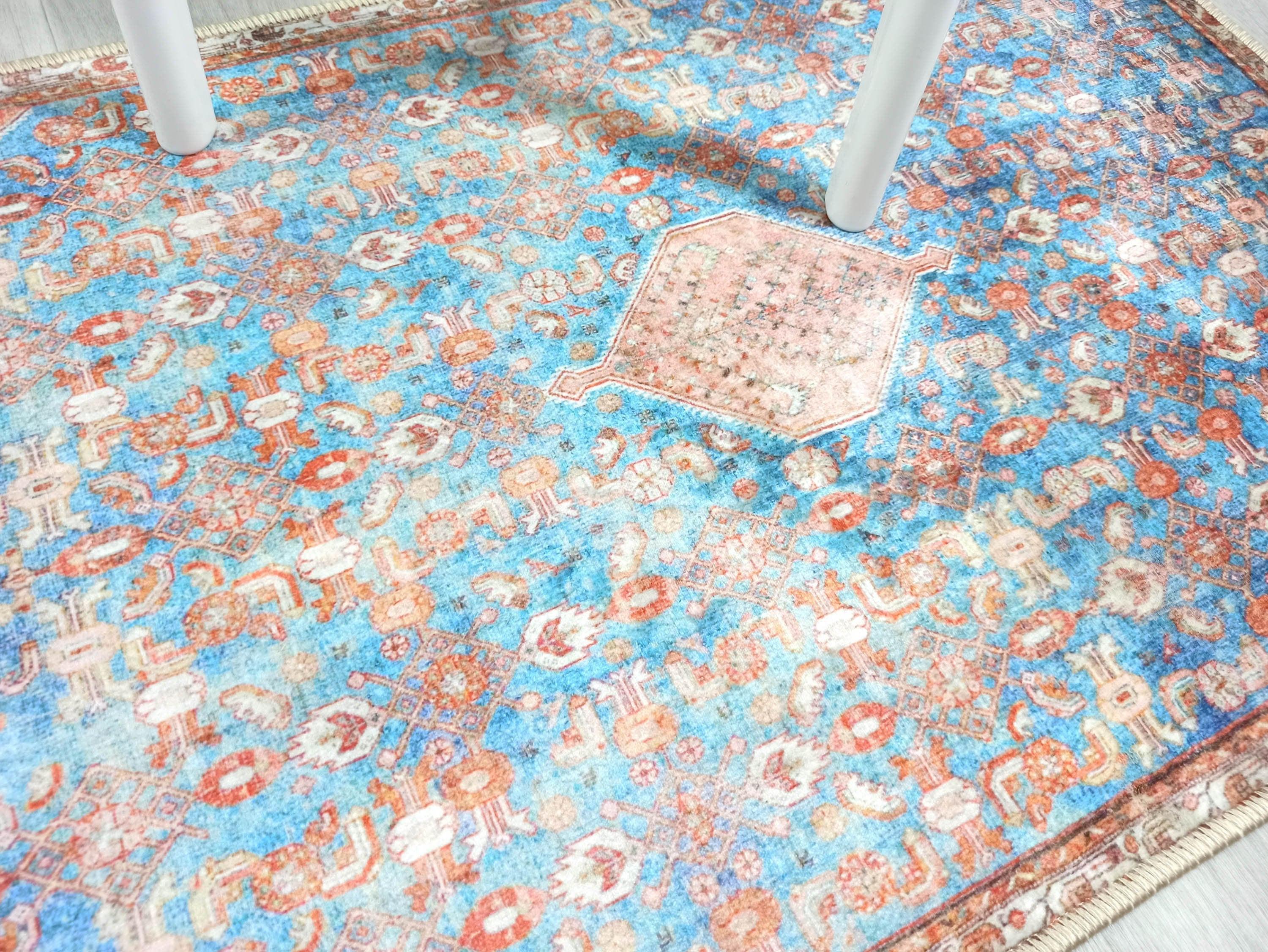 Hosanna Faded Blue Beige Terracotta Persian 2x3 Rug