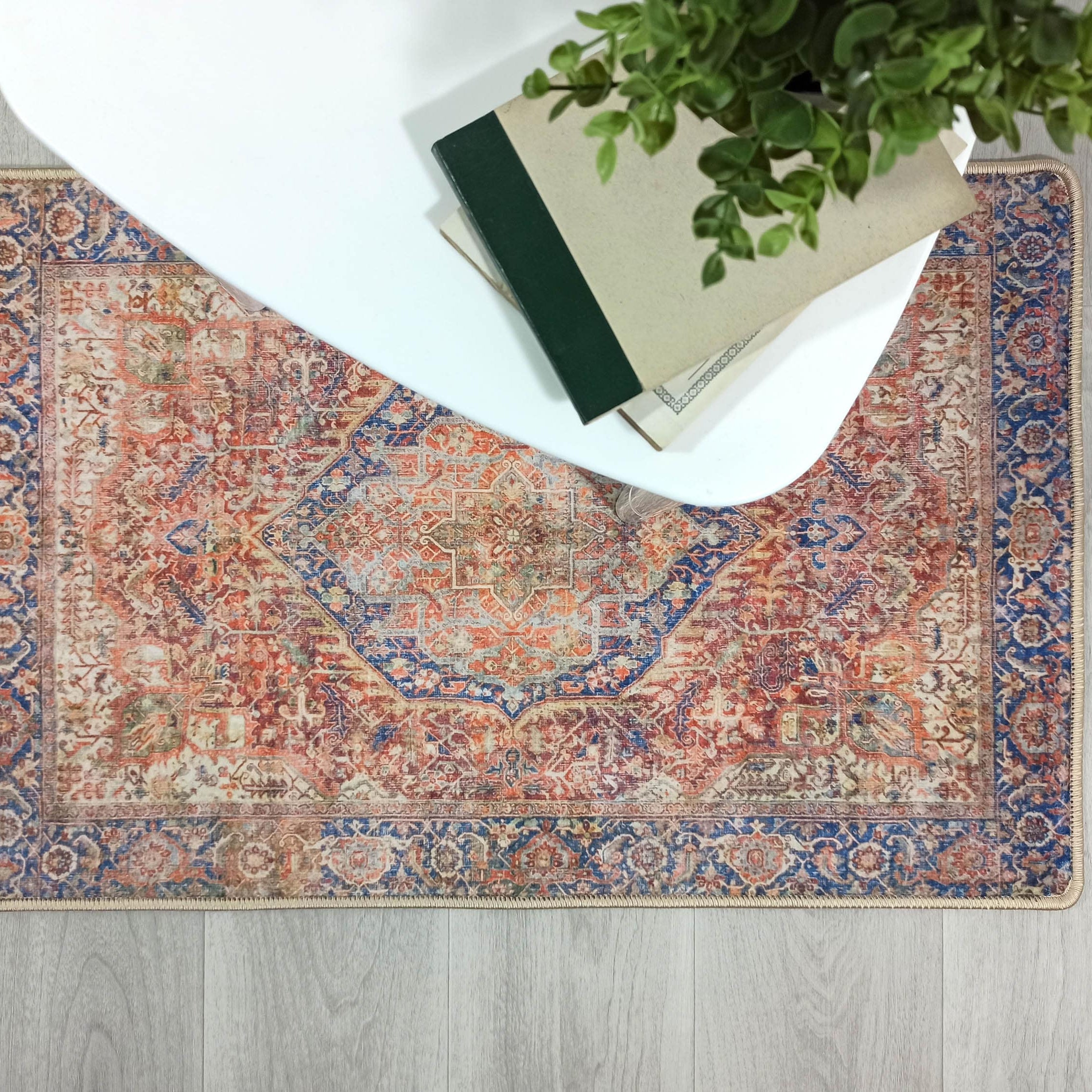 Nayeli Red Terracotta Blue Vintage Persian 2x3 Rug