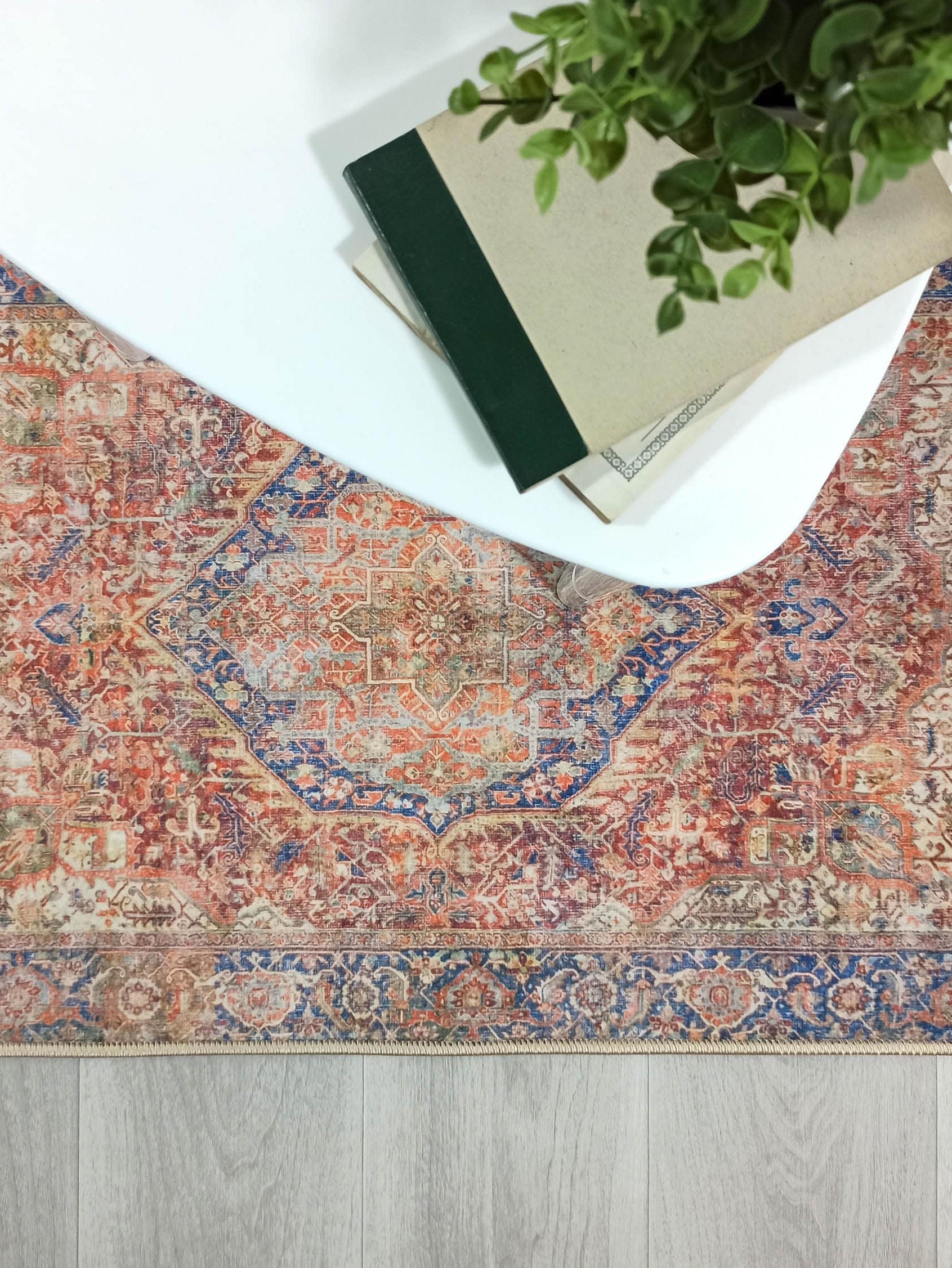 Nayeli Red Terracotta Blue Vintage Persian 2x3 Rug