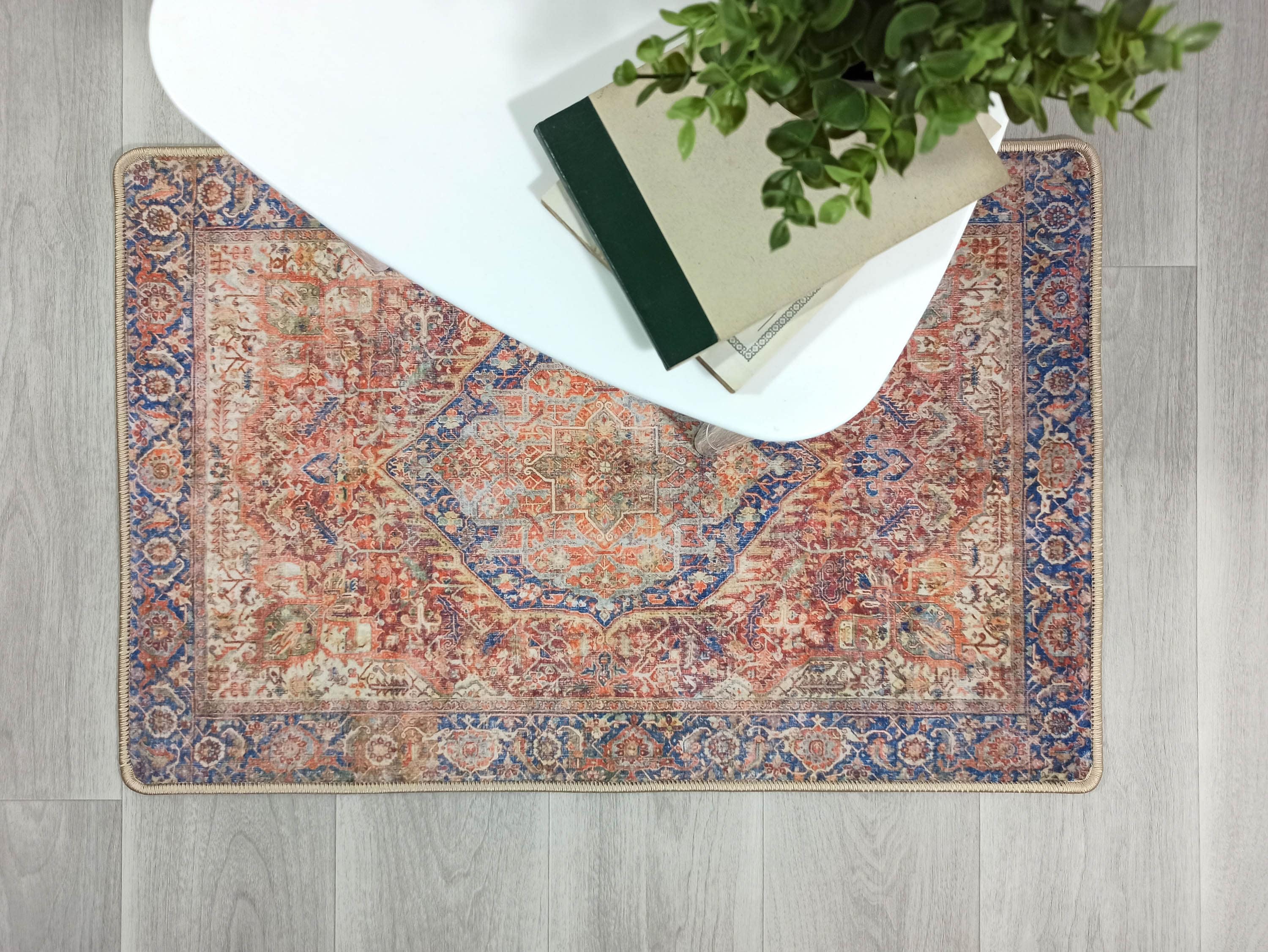 Nayeli Red Terracotta Blue Vintage Persian 2x3 Rug