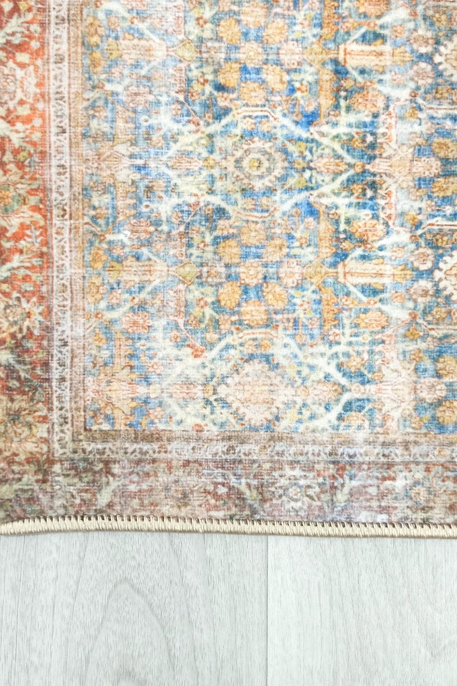 2x3 Persian Rug, Vintage Blue Terracotta Entryway Bedside Door Floor Mat Safe Non slip Bath Bathroom Kitchen Doormat Bohemian Decor Rugs