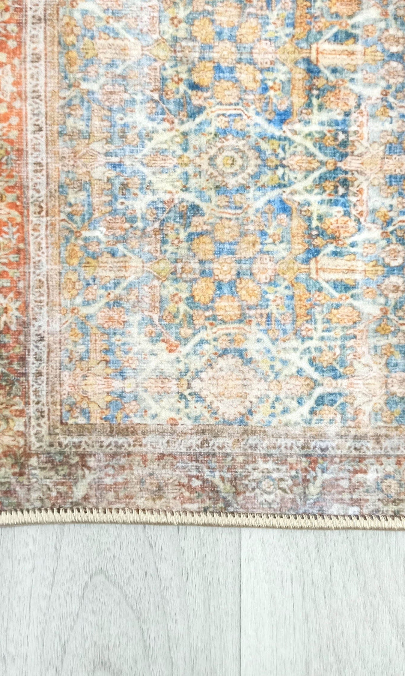 2x3 Persian Rug, Vintage Blue Terracotta Entryway Bedside Door Floor Mat Safe Non slip Bath Bathroom Kitchen Doormat Bohemian Decor Rugs