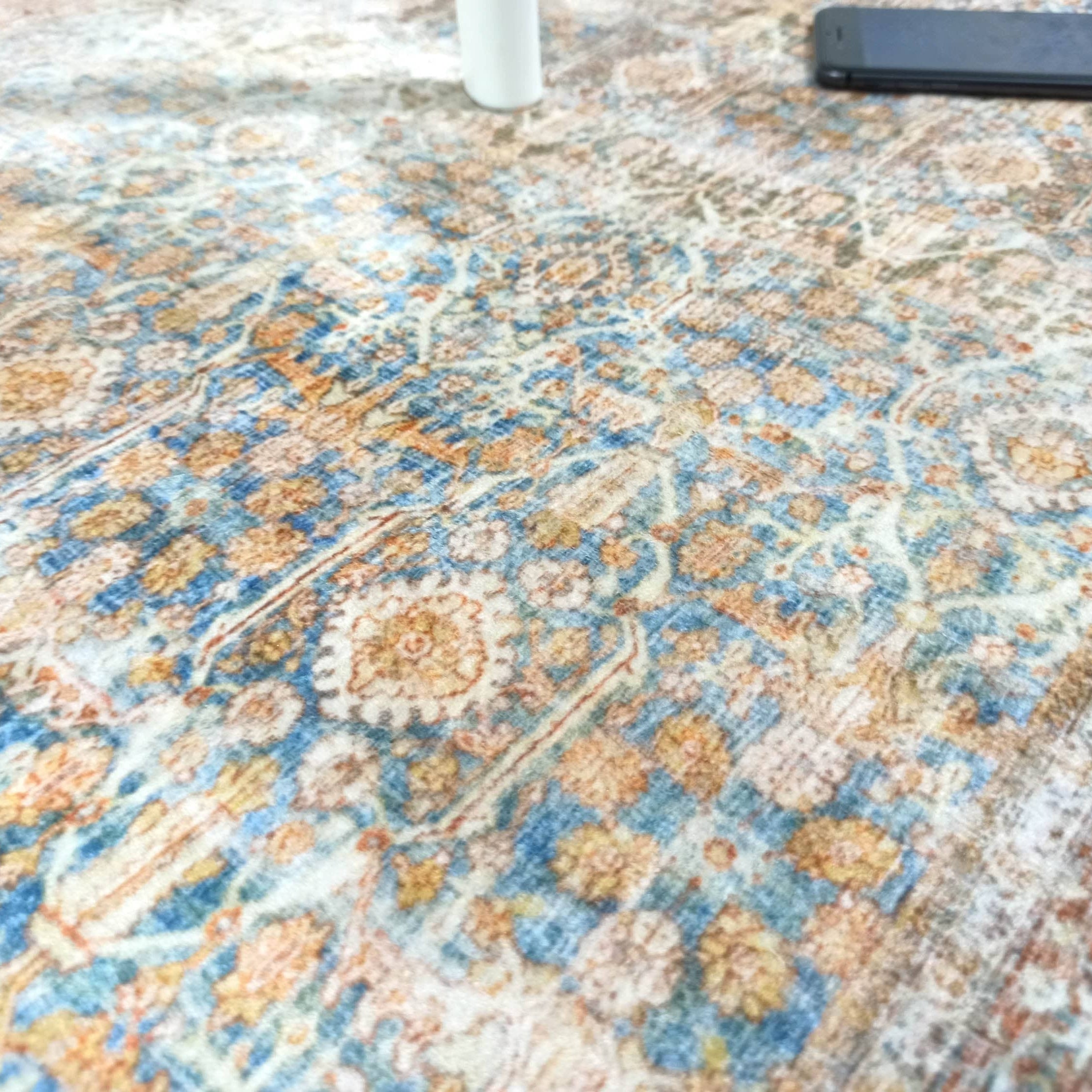 2x3 Persian Rug, Vintage Blue Terracotta Entryway Bedside Door Floor Mat Safe Non slip Bath Bathroom Kitchen Doormat Bohemian Decor Rugs