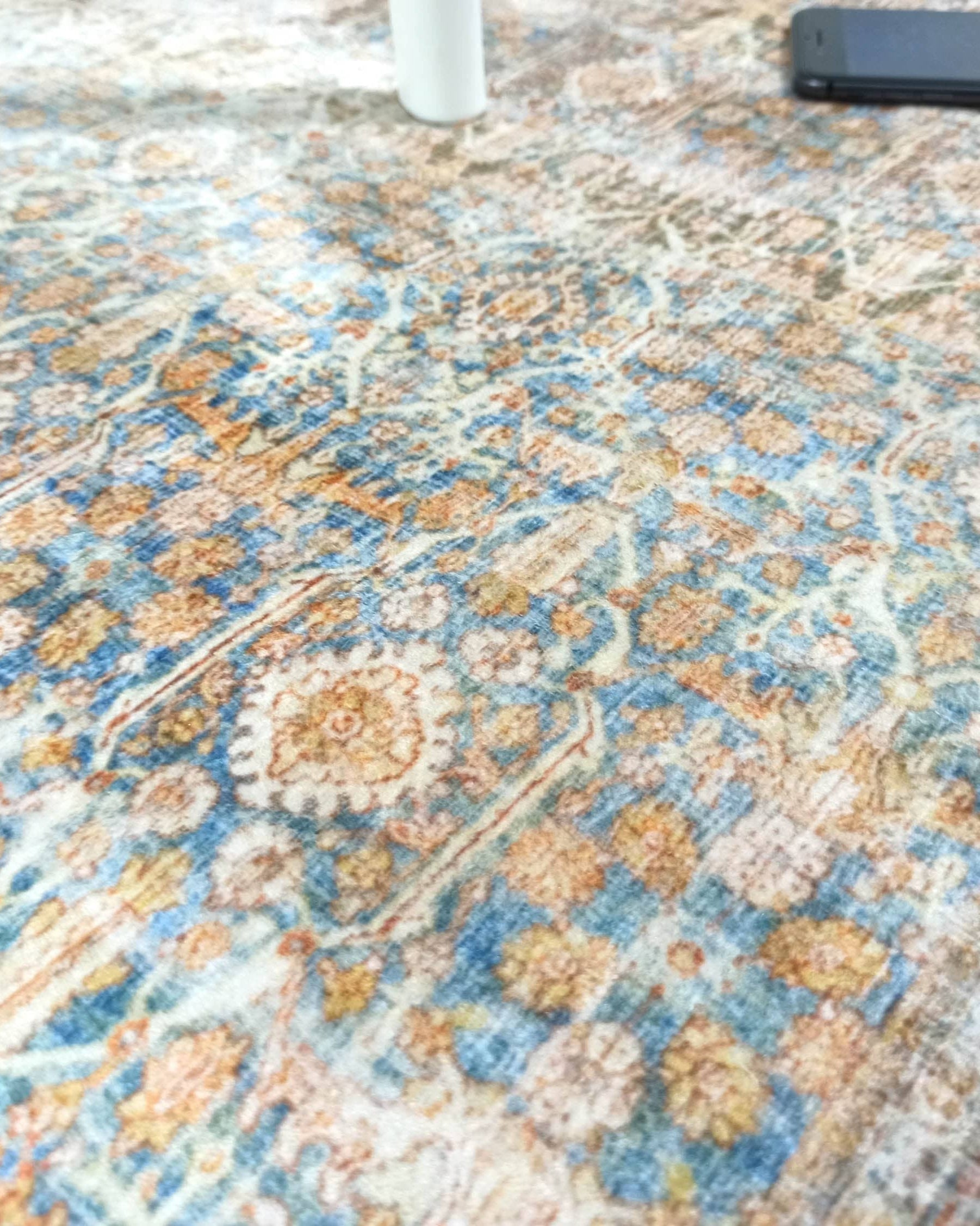 2x3 Persian Rug, Vintage Blue Terracotta Entryway Bedside Door Floor Mat Safe Non slip Bath Bathroom Kitchen Doormat Bohemian Decor Rugs