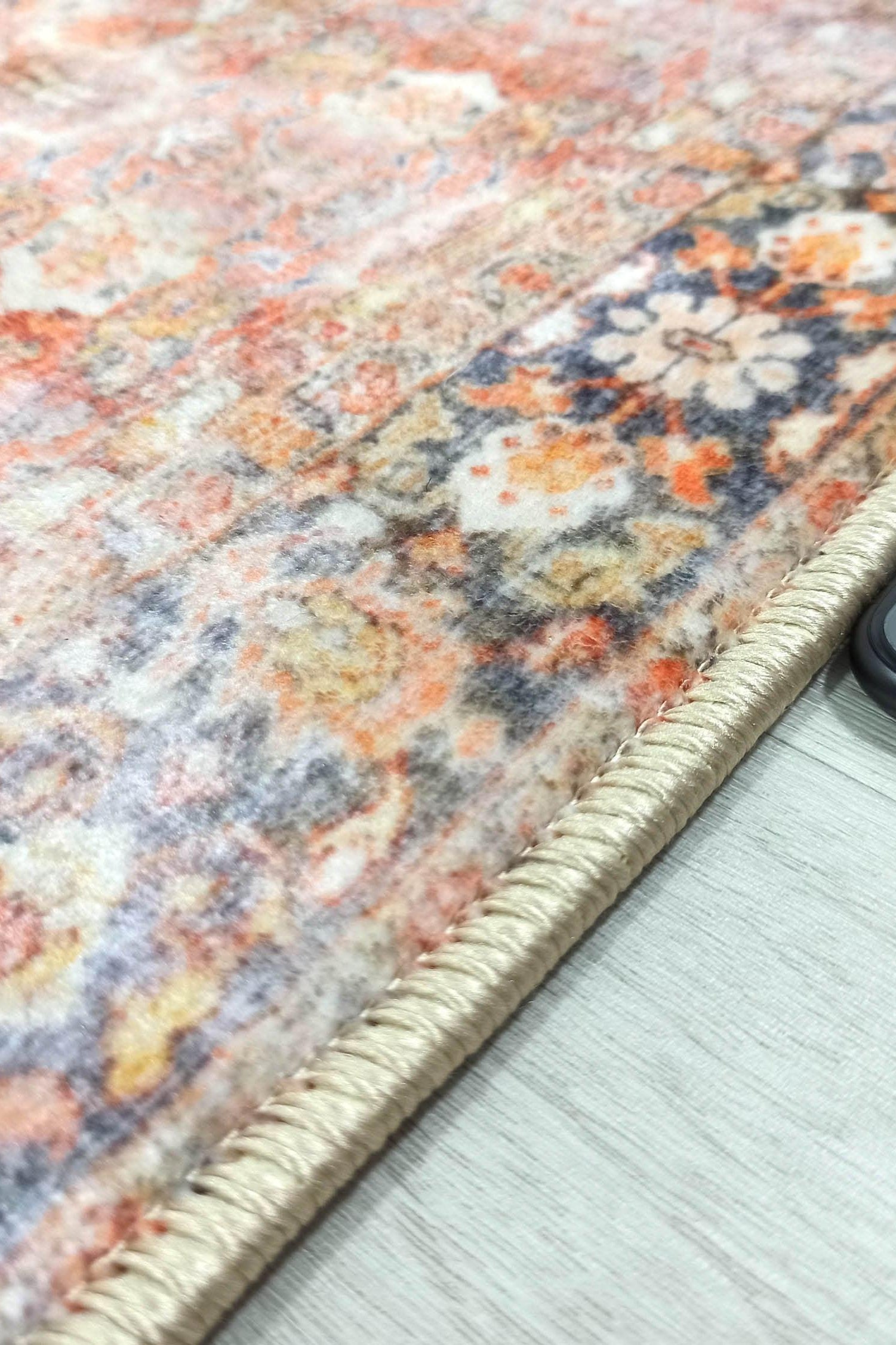 2x3 Persian Rug, Oriental Vintage Orange Terracotta Entryway Bedside Door Floor Mat Safe Non slip Bath Bedroom Kitchen Doormat Boho Soft Rug