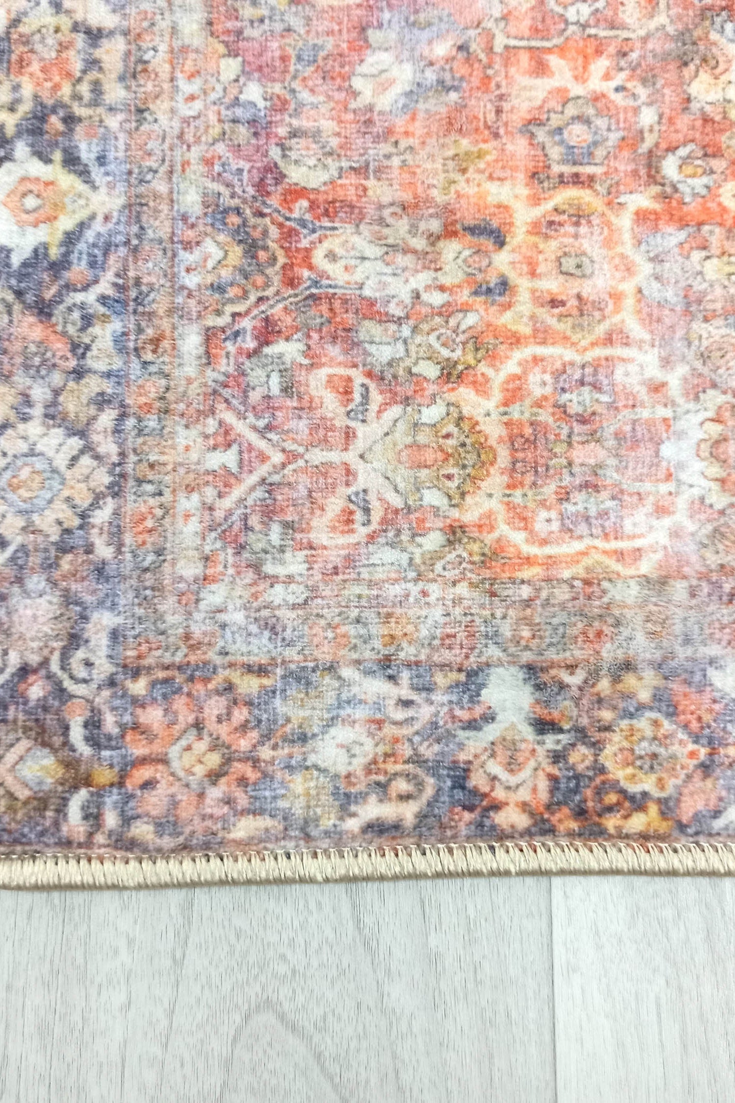 2x3 Persian Rug, Oriental Vintage Orange Terracotta Entryway Bedside Door Floor Mat Safe Non slip Bath Bedroom Kitchen Doormat Boho Soft Rug