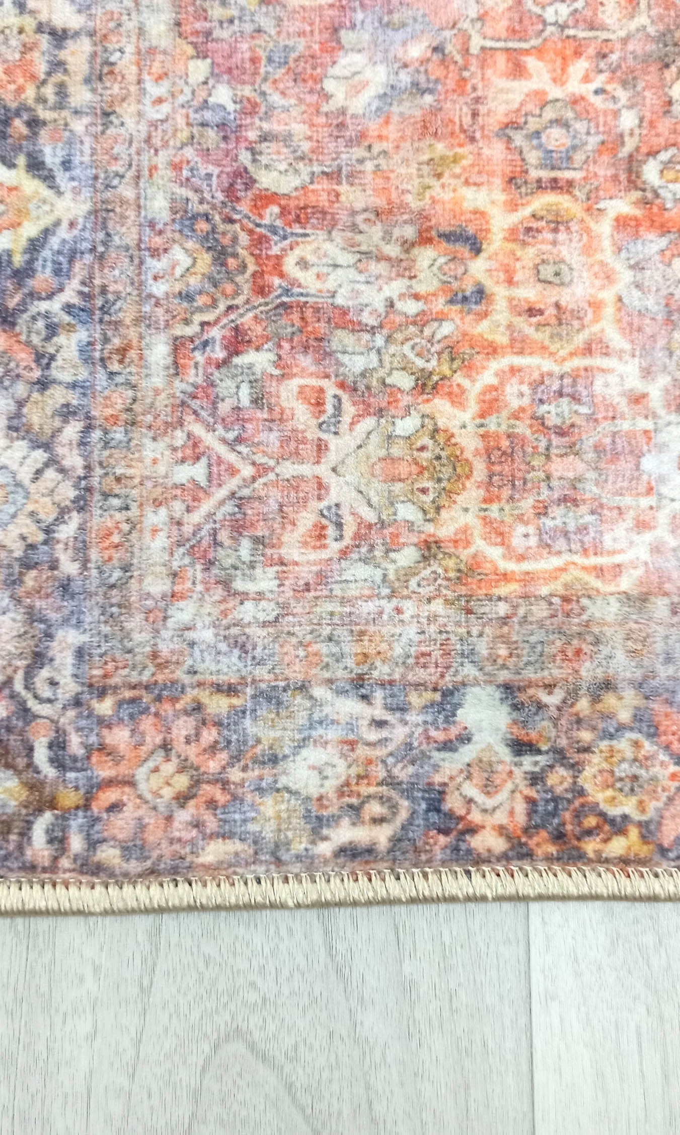 2x3 Persian Rug, Oriental Vintage Orange Terracotta Entryway Bedside Door Floor Mat Safe Non slip Bath Bedroom Kitchen Doormat Boho Soft Rug